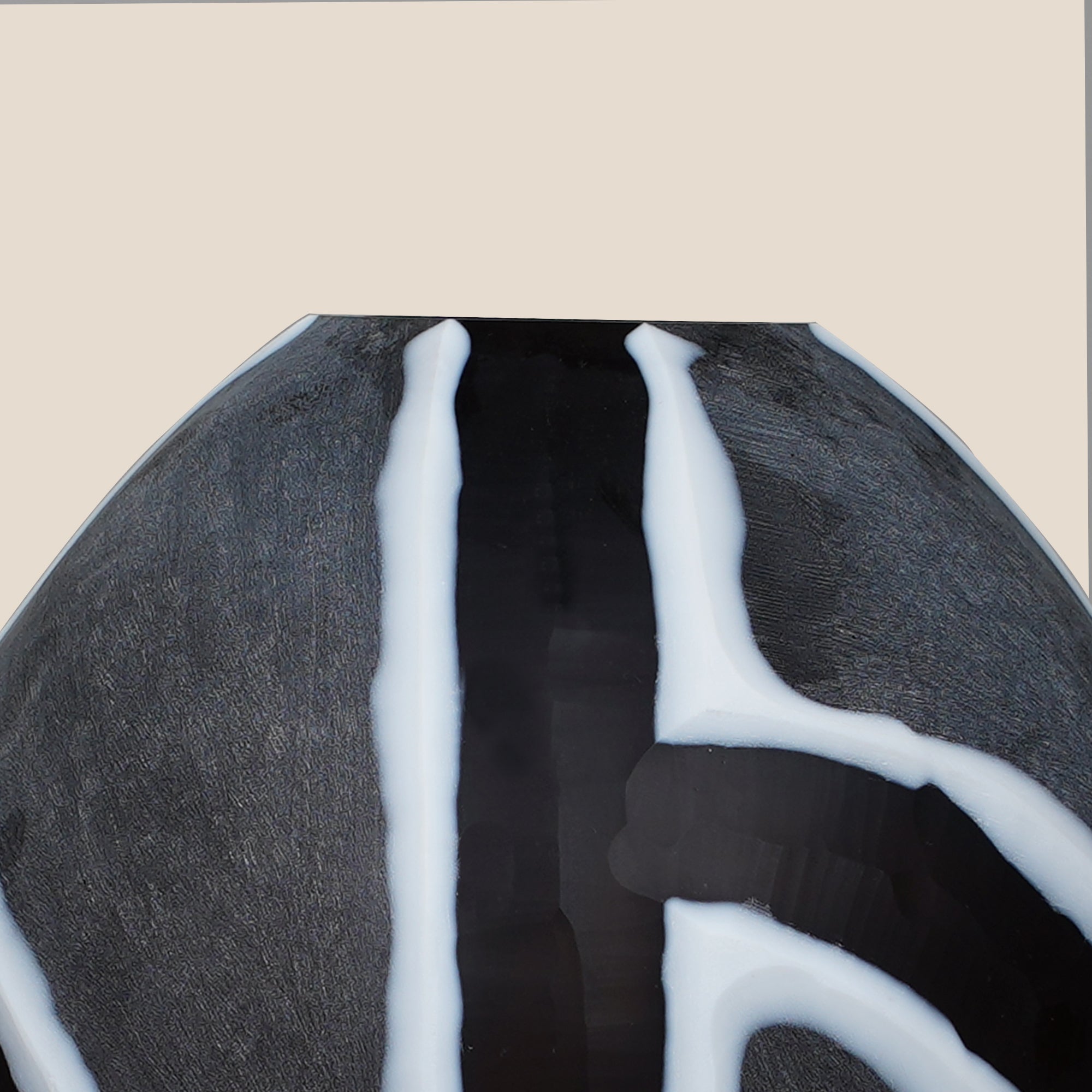 Hand-Cut Black & White Glass Vase - Large