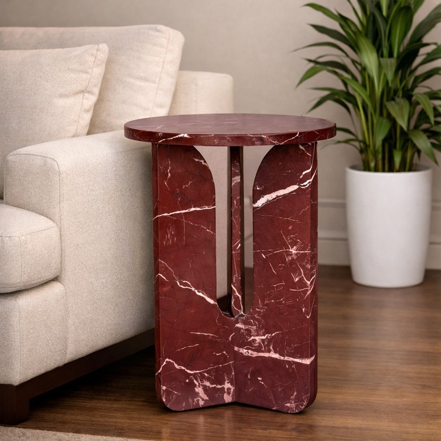 Imperial Rosso Marble Accent Table