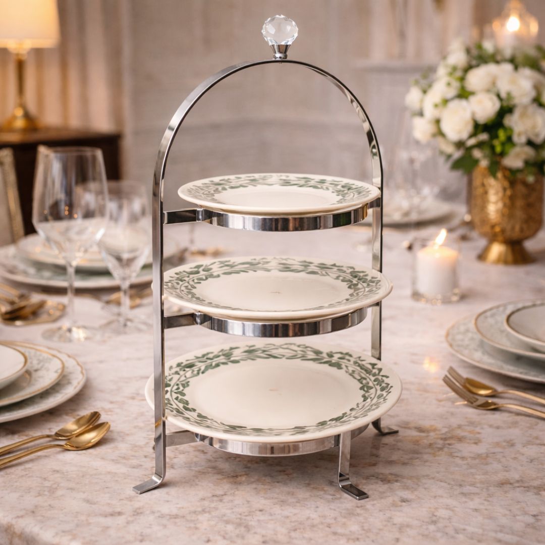 Nickel Three -Tier Host Stand without plates - Large