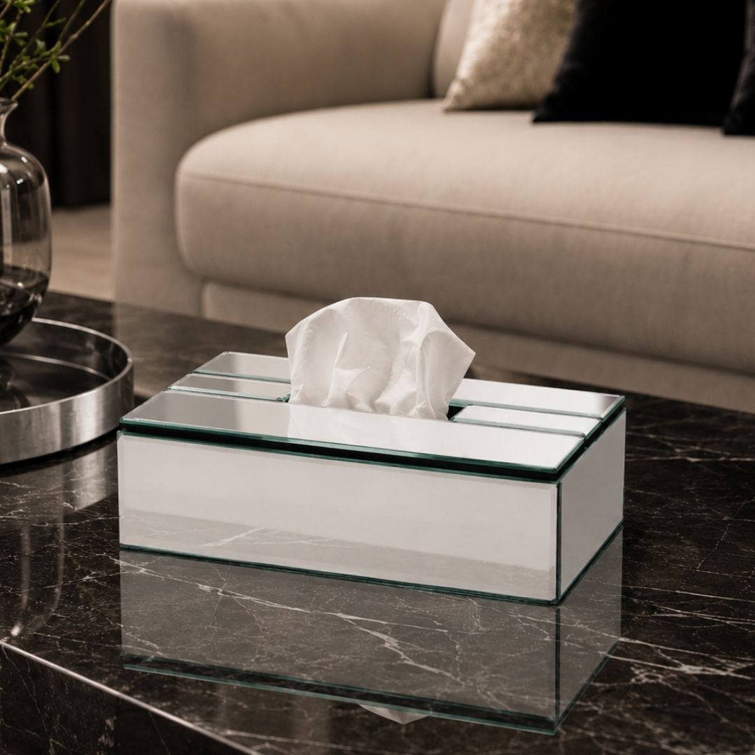 Luxe Clear Mirrored Tissue Box
