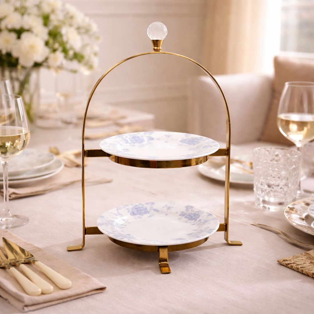 Gold Two-Tier Host Stand without plates - Small