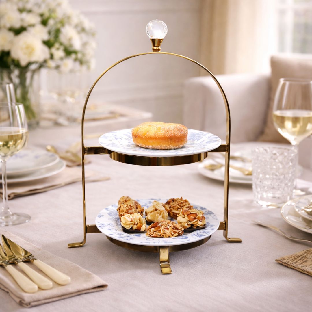 Gold Two-Tier Host Stand without plates - Small