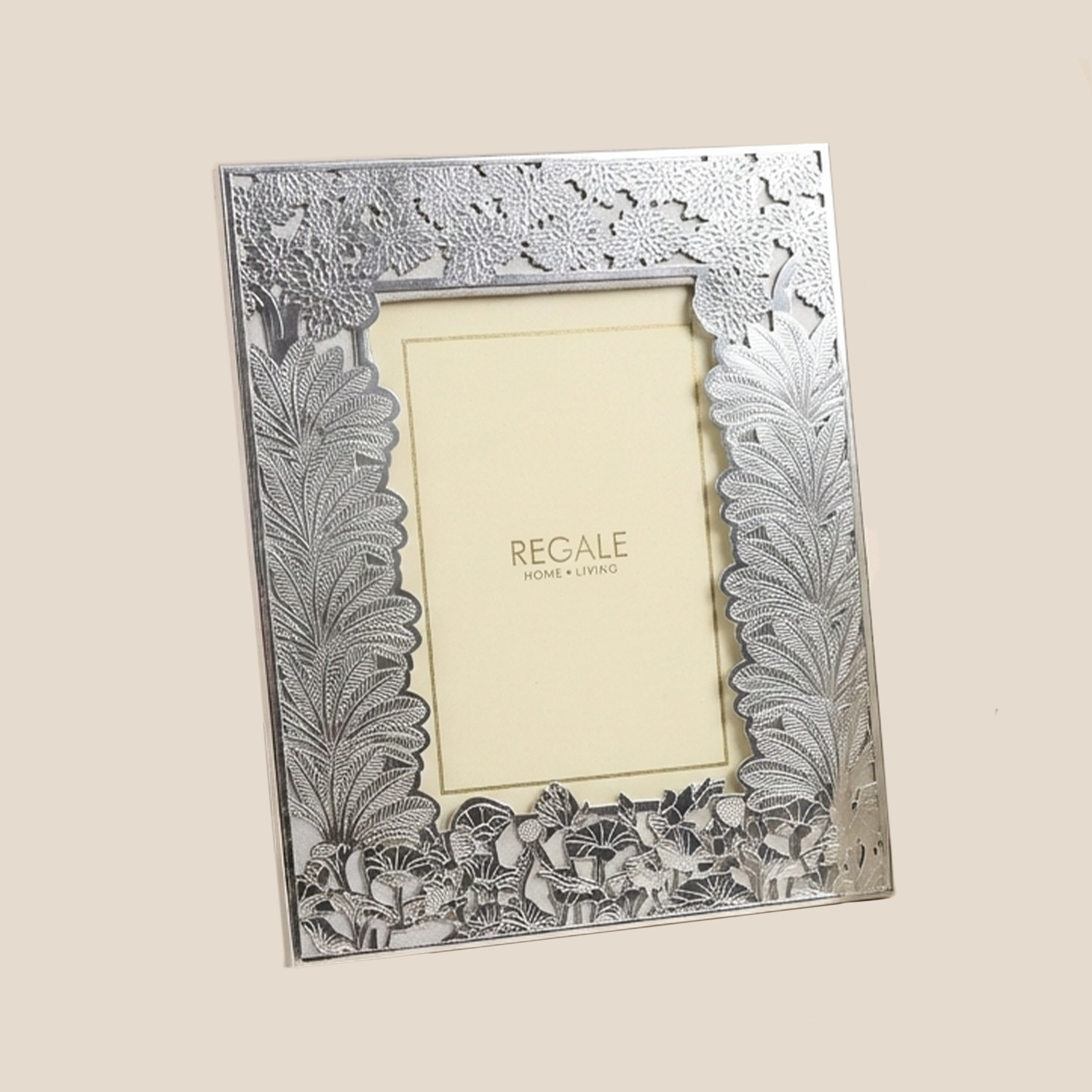 Silver-Plated Floral Elegance Photo Frame - Grey