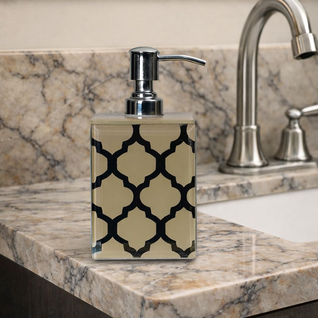 Moroccan Jaali Glass Soap Dispenser - Beige
