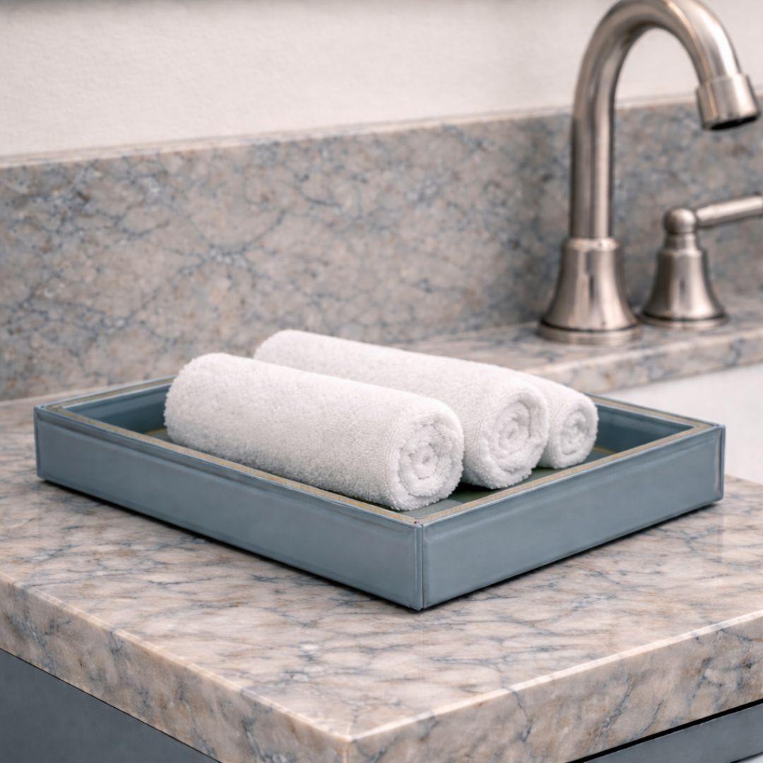 Moroccan Jaali Glass Tray Small - Grey