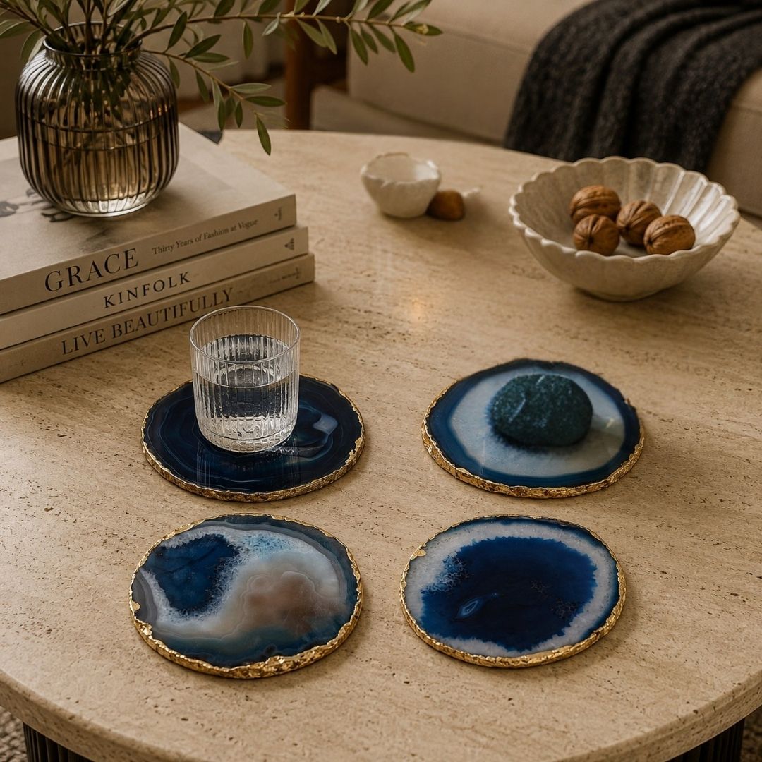 Blue Agate Coaster (Set of 2)