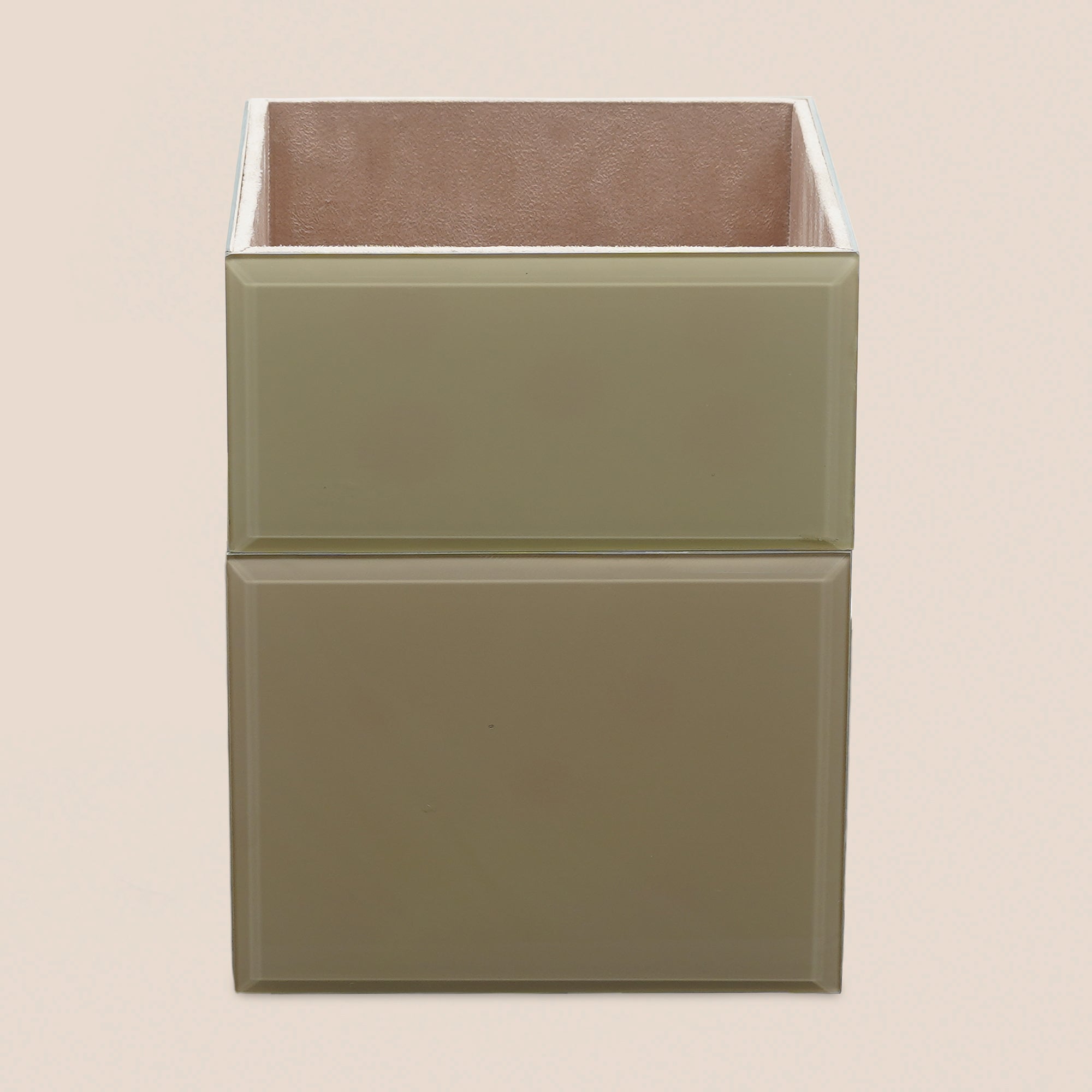Beige Glass Bin with Agate Accent
