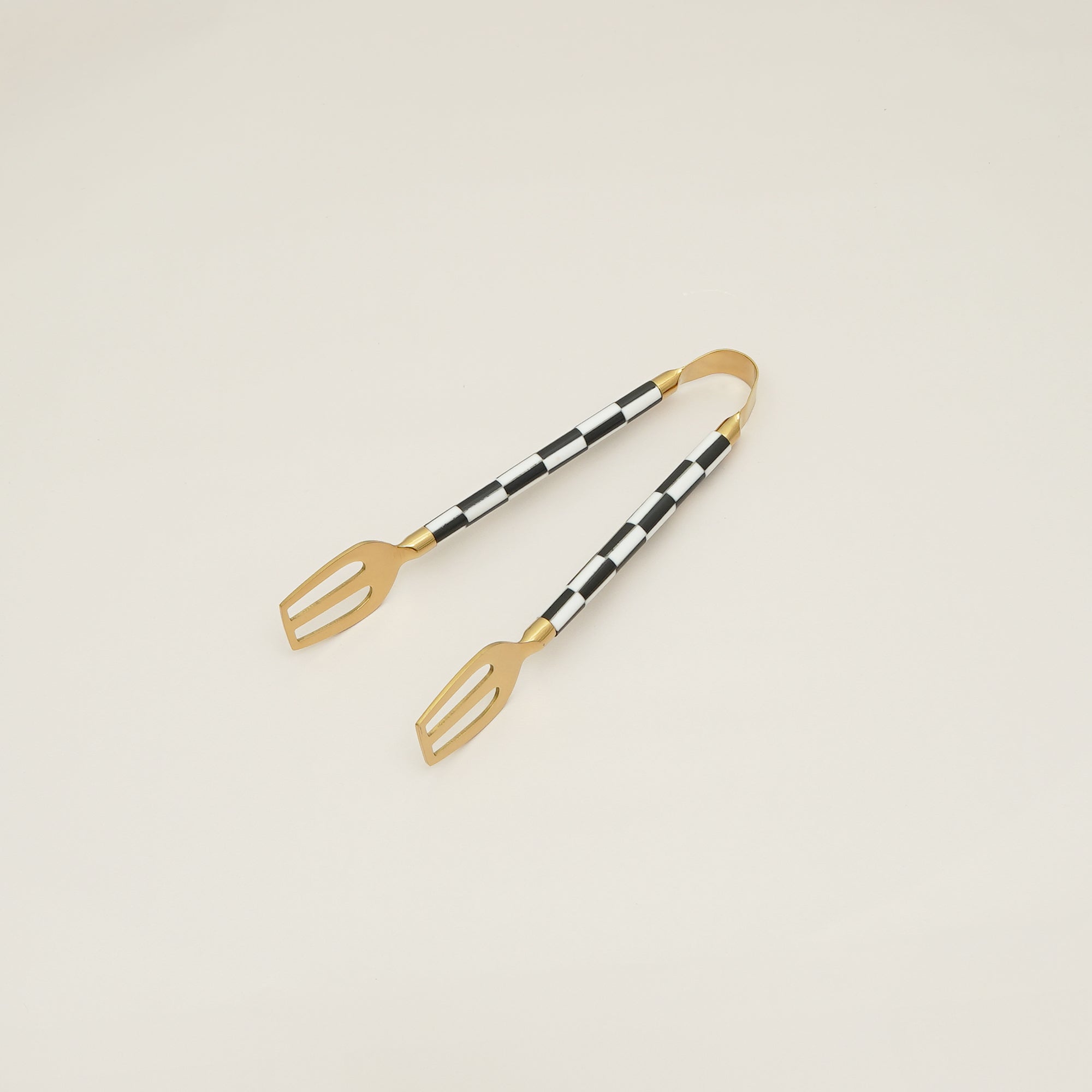 Mini Monochrome Check Inlay Tongs