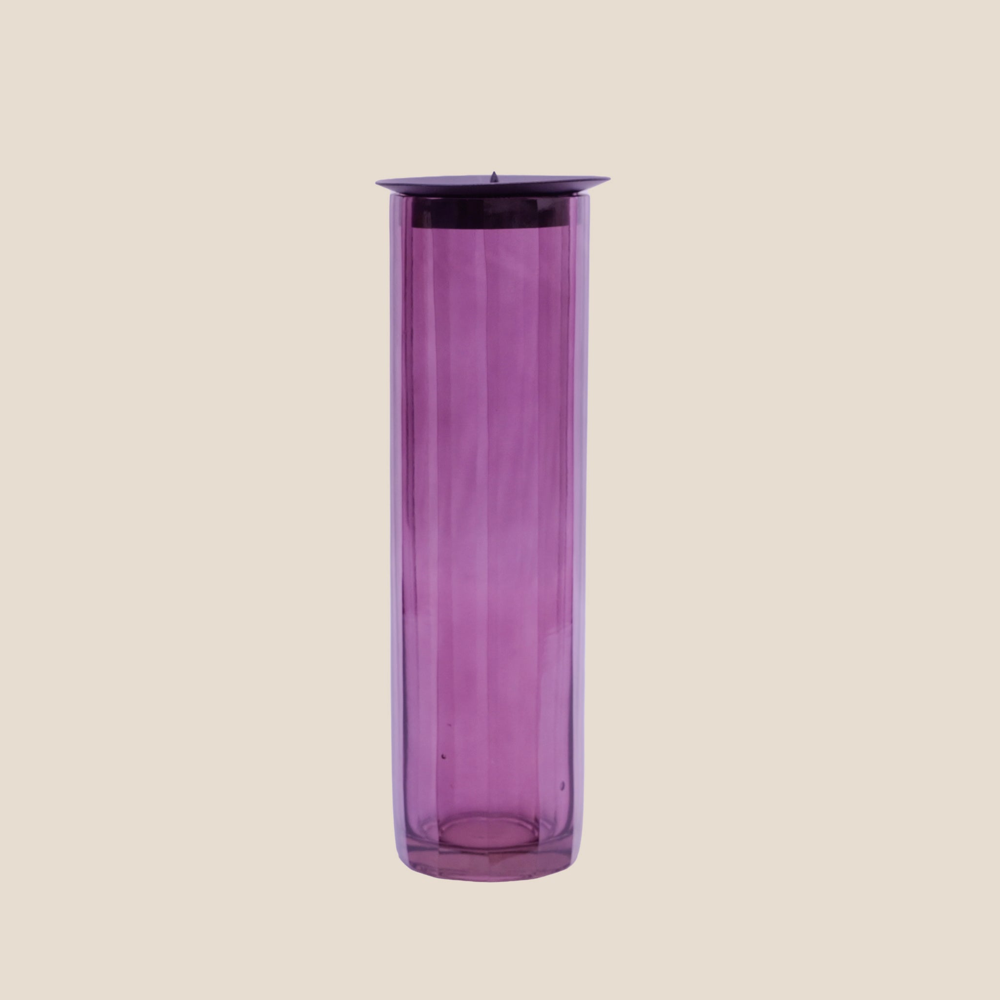 Fluted Prism candle Stand Pair - Plum