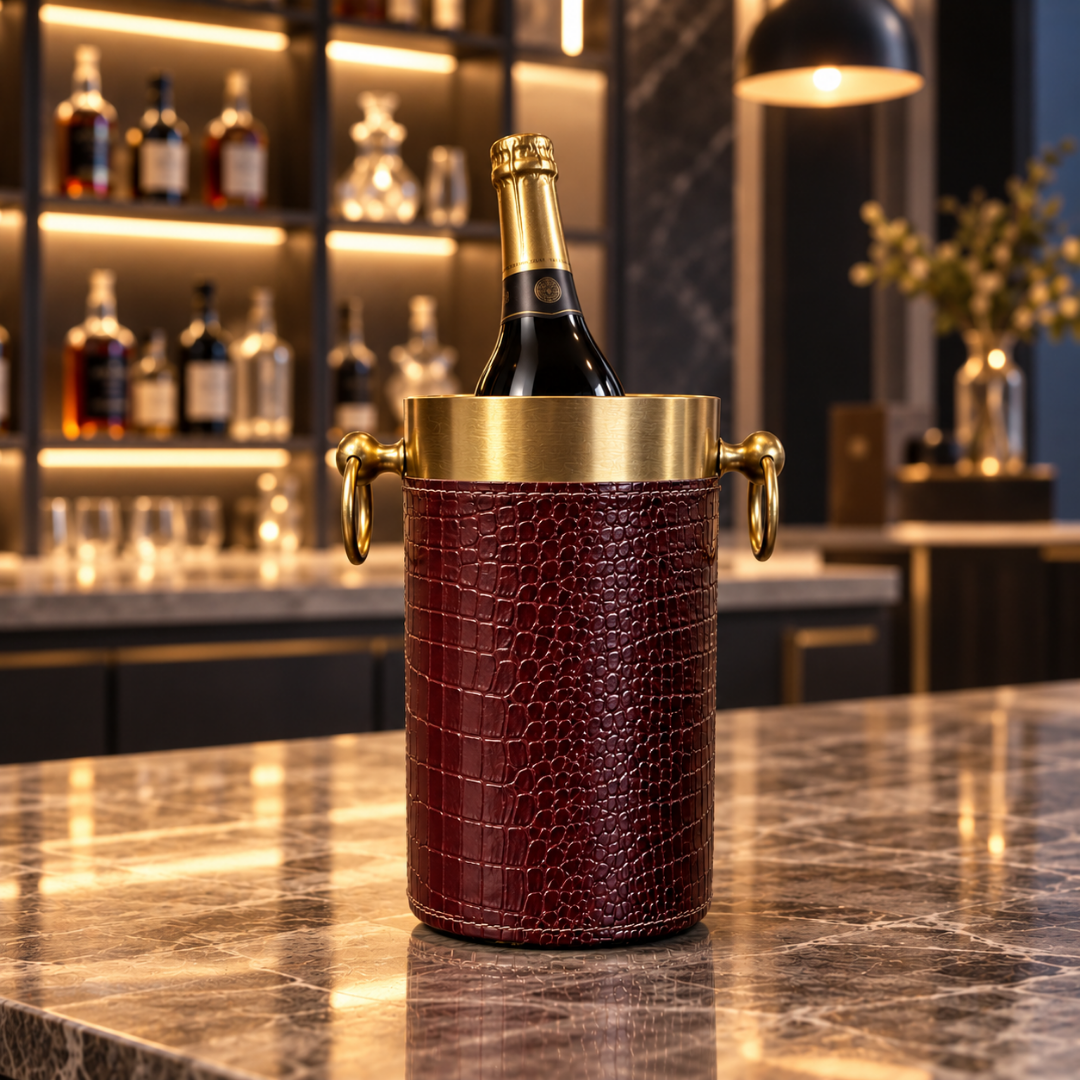 Croco Leather Wine Chiller - Maroon