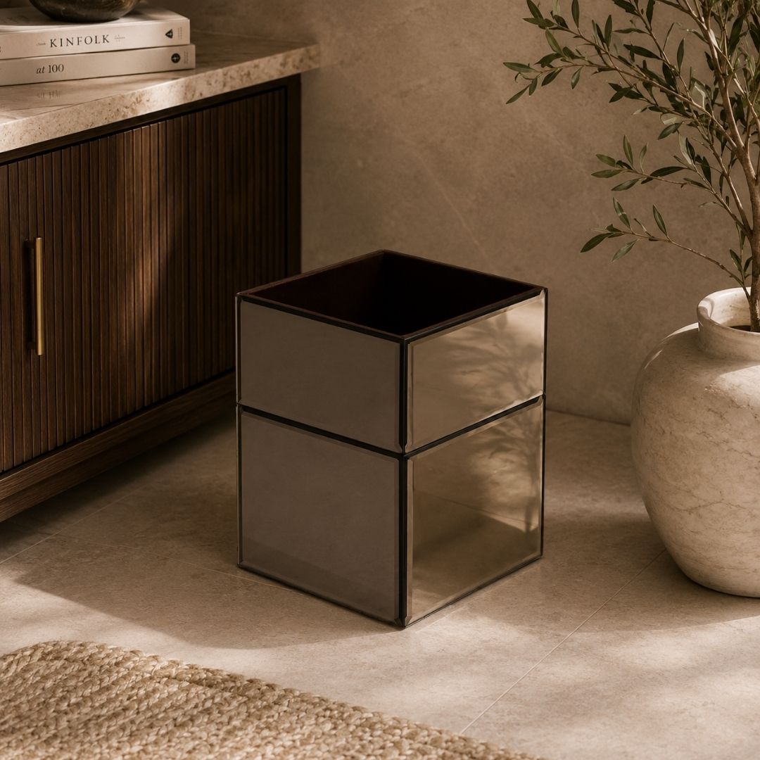 Luxe Bronze Mirrored Waste Bin