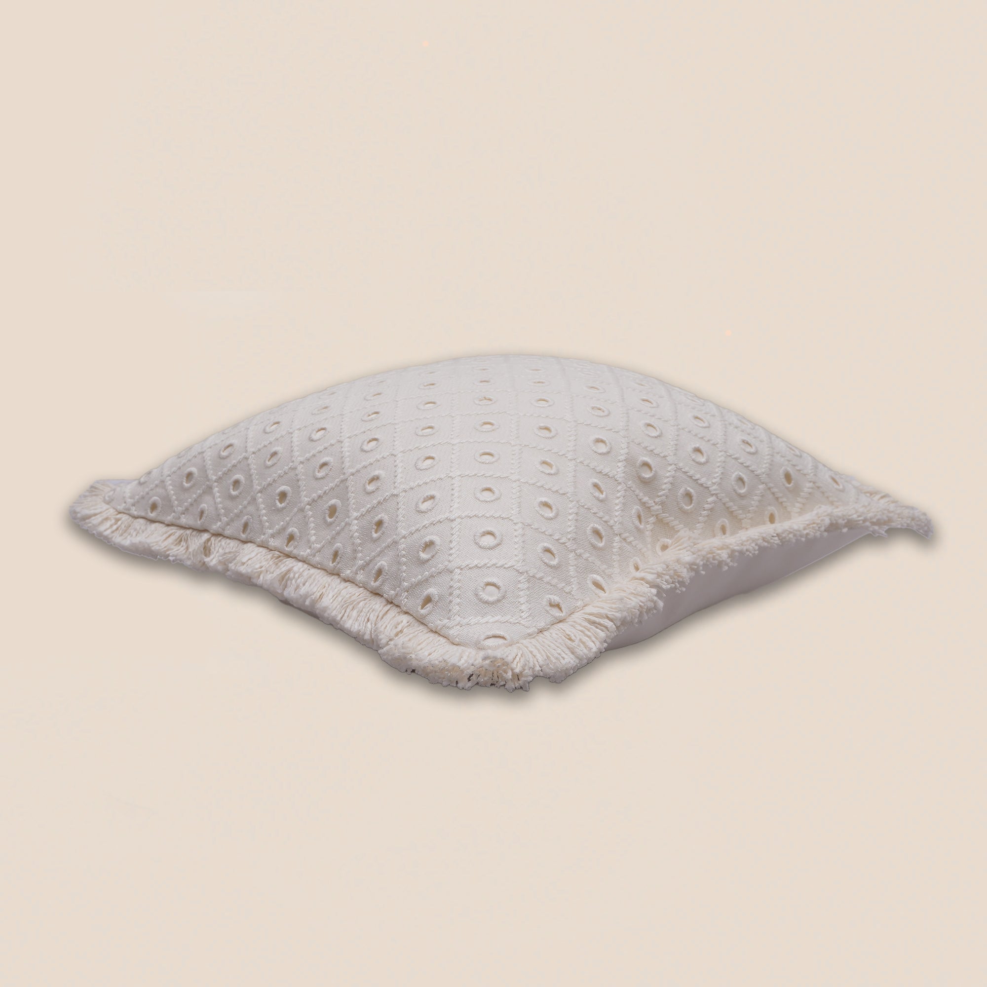 Ivory Eyelet Cushion Cover - Square