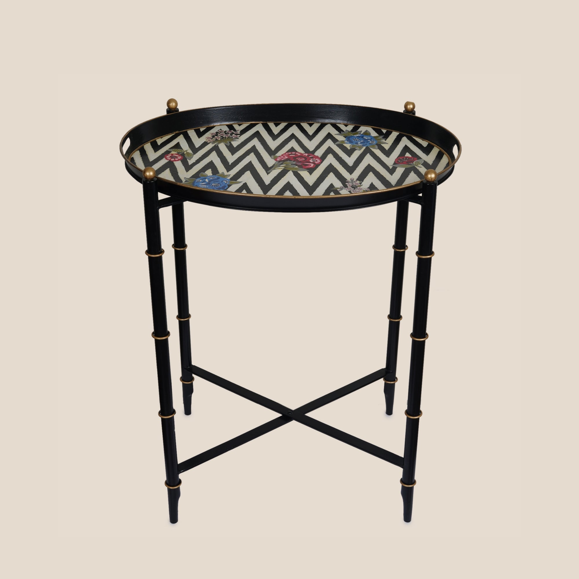 Chevron Bloom Butler Table - Small
