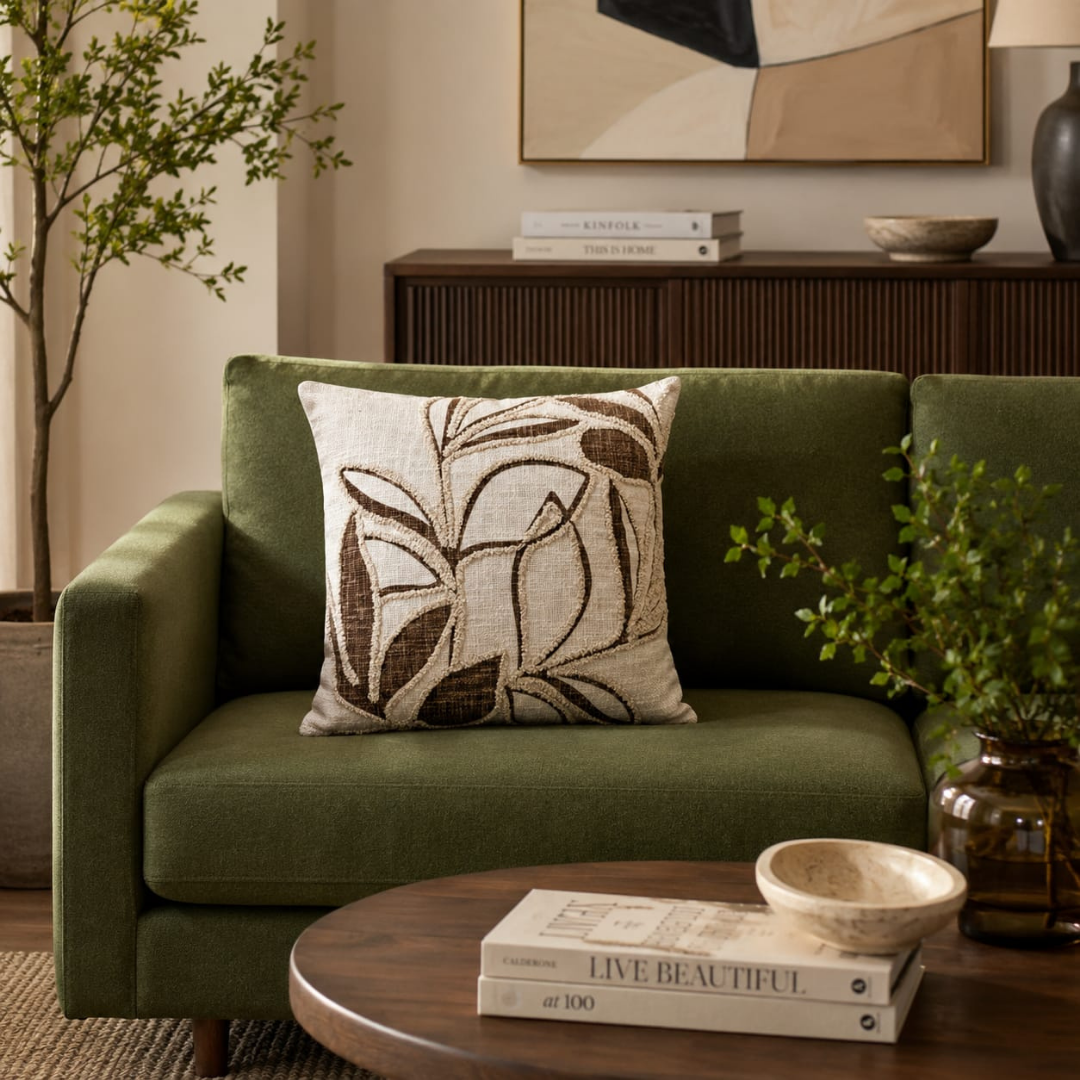 Foilage Stduy Cushion - Mocha