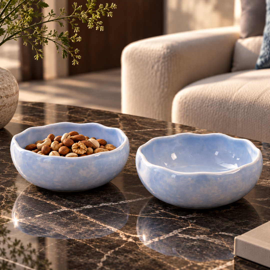 Serene Bone China Wave Bowl