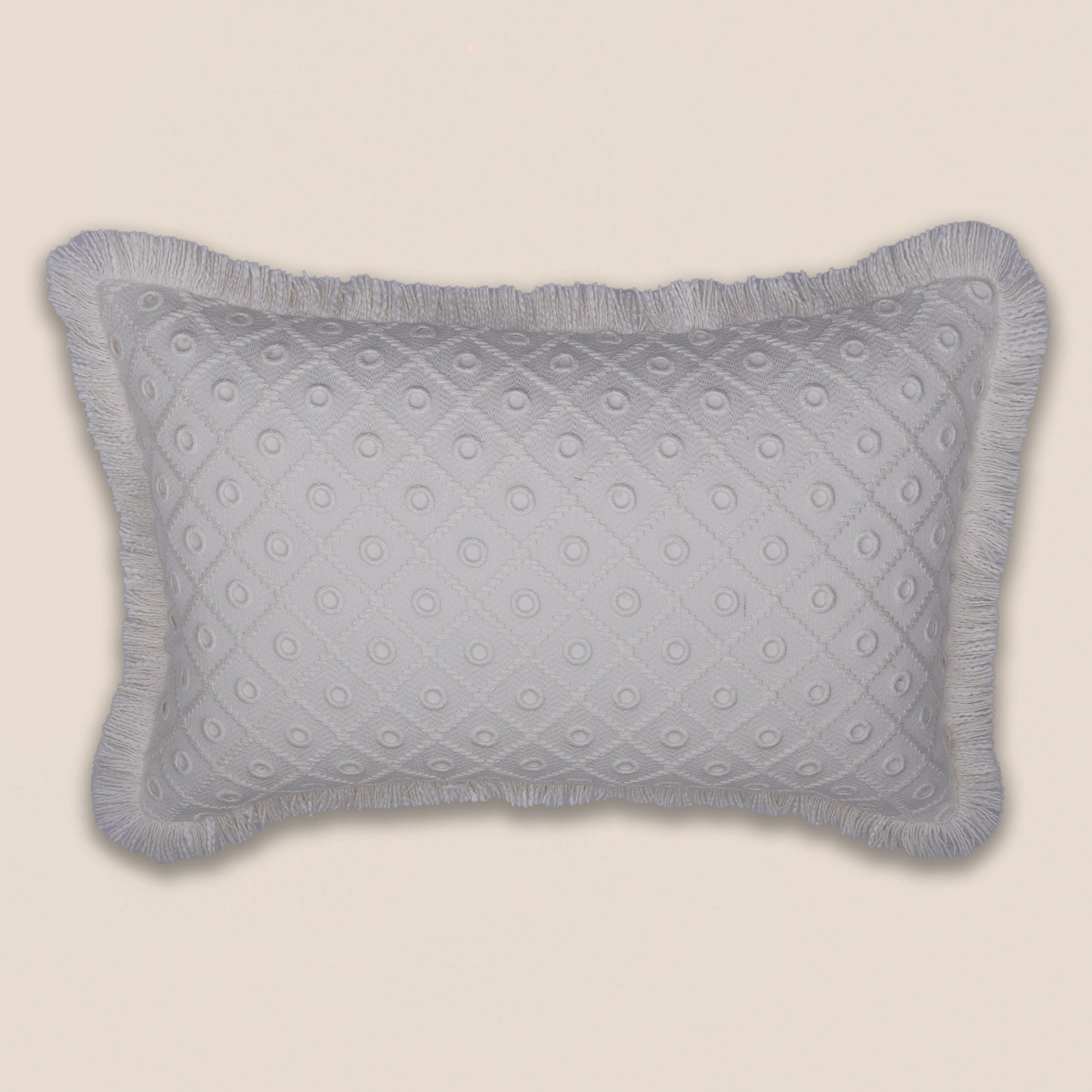 Ivory Eyelet Cushion Cover - Rectangle