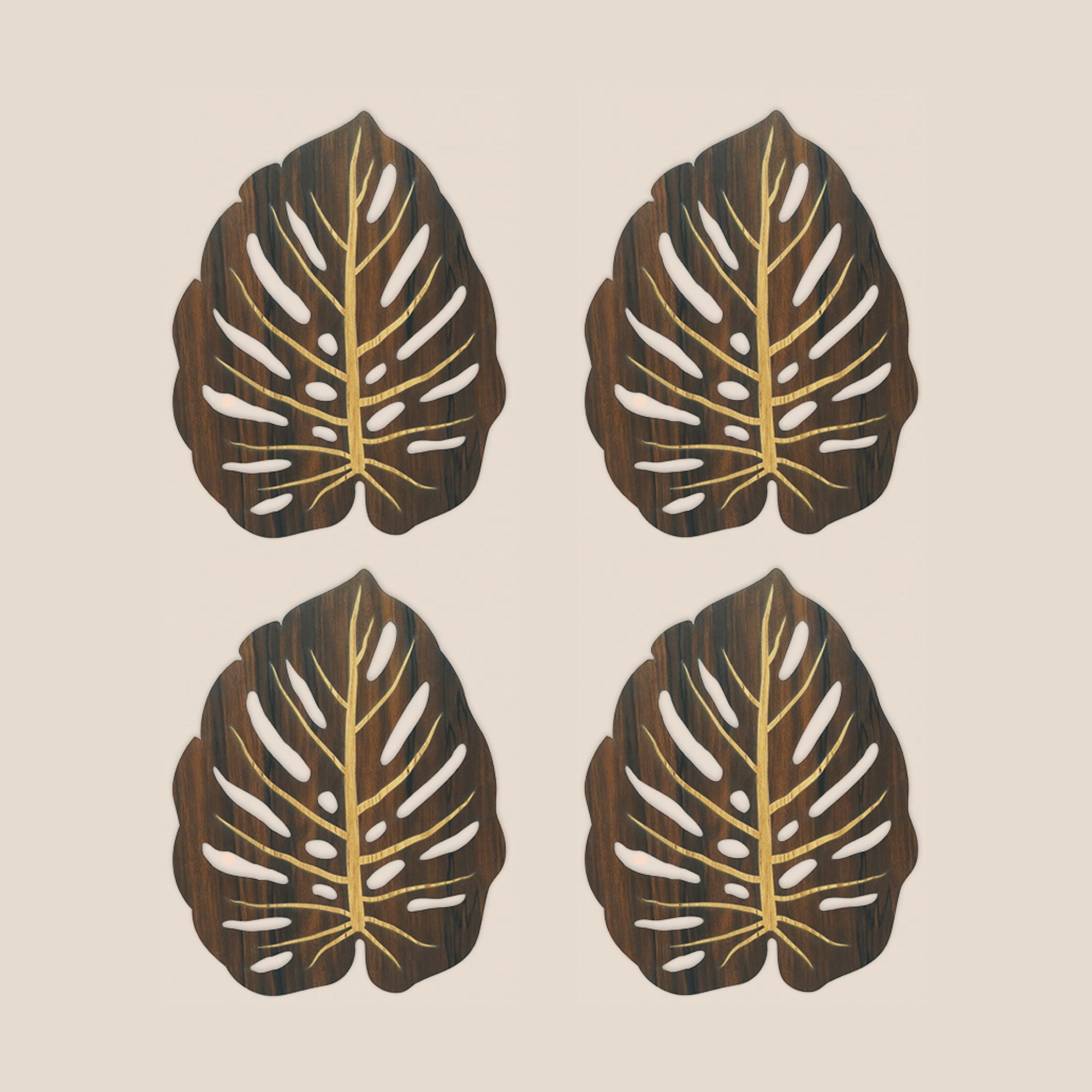 Tropical Leaf Coasters - Set of 4