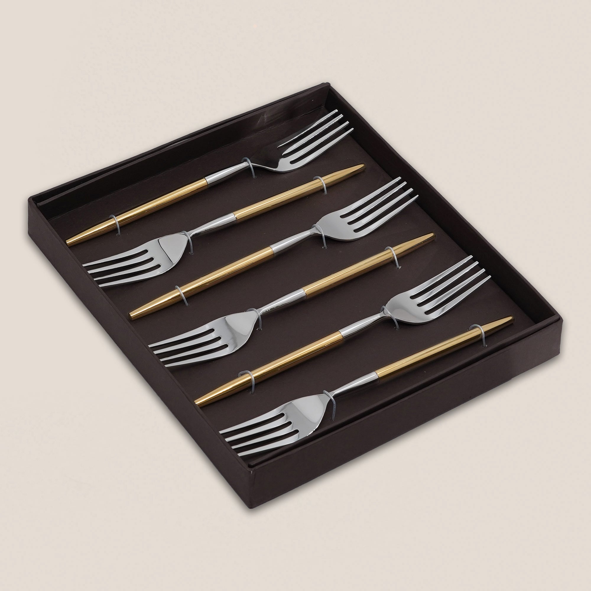 Luxe Duo-Tone Dinner Fork Set – 6 Pieces
