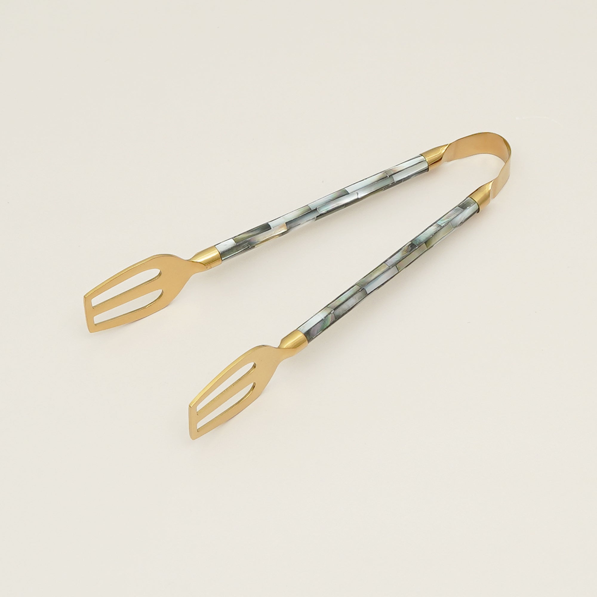 Mother-of-Pearl Inlay Serving Tongs