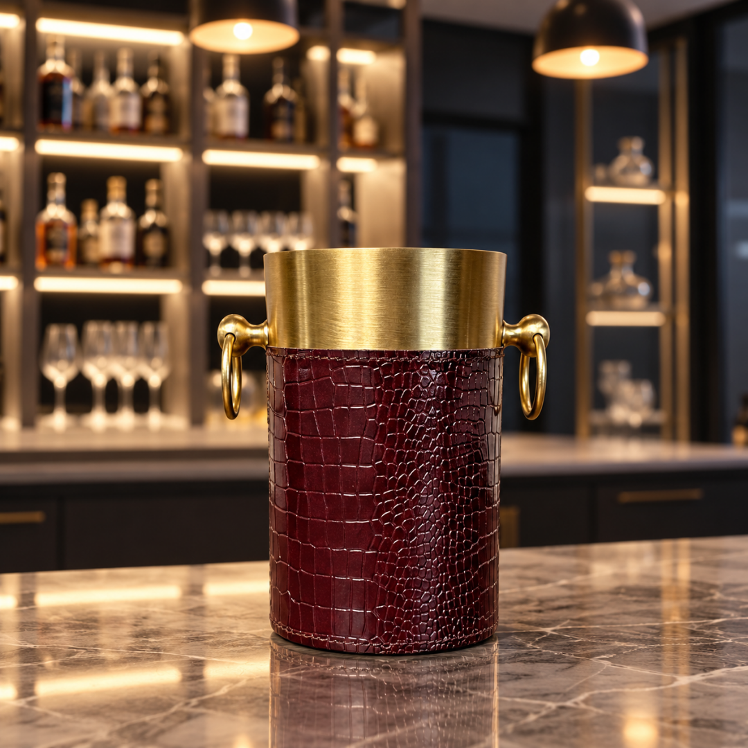 Croco Leather Wine Chiller - Maroon