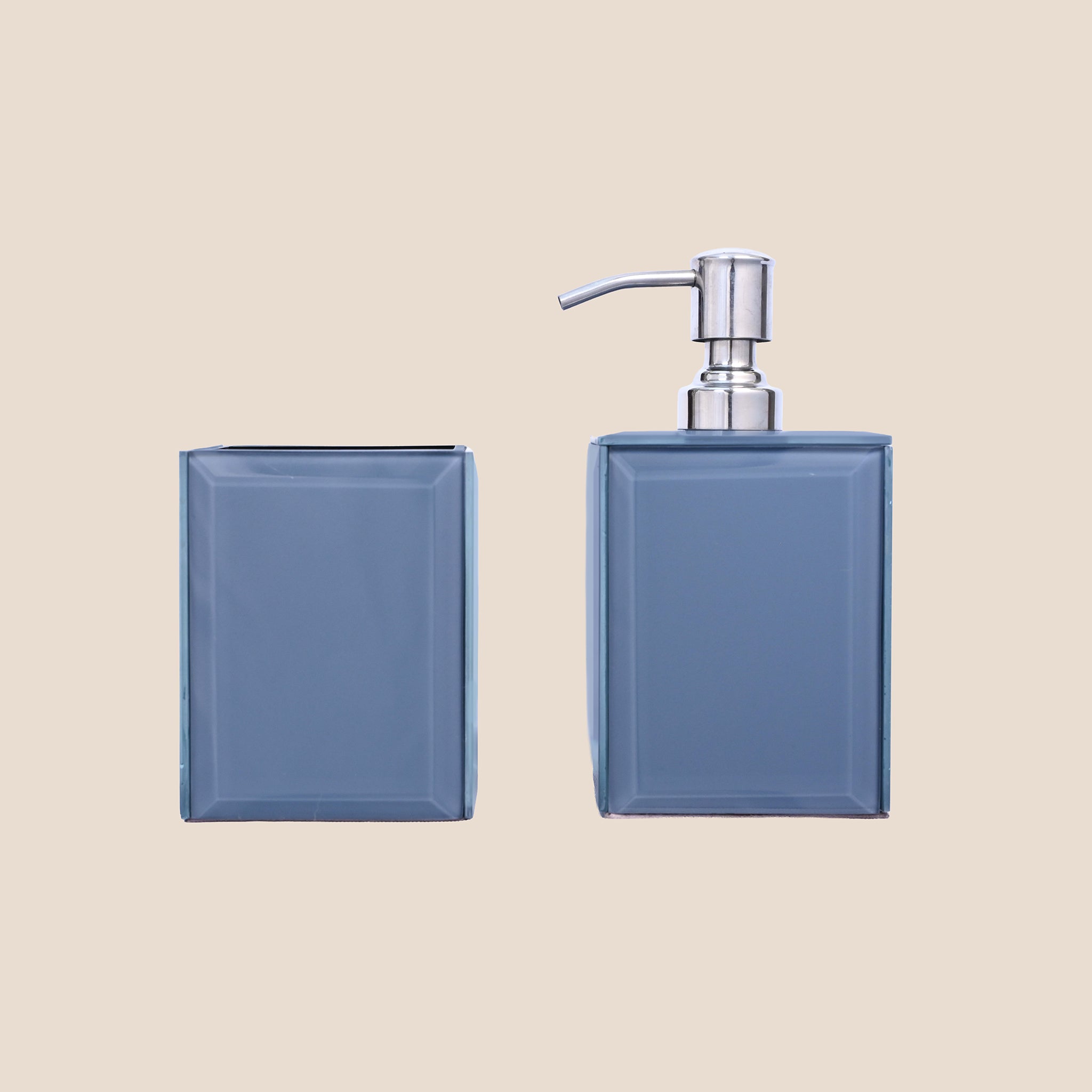 Grey Glass Tumbler & Dispenser