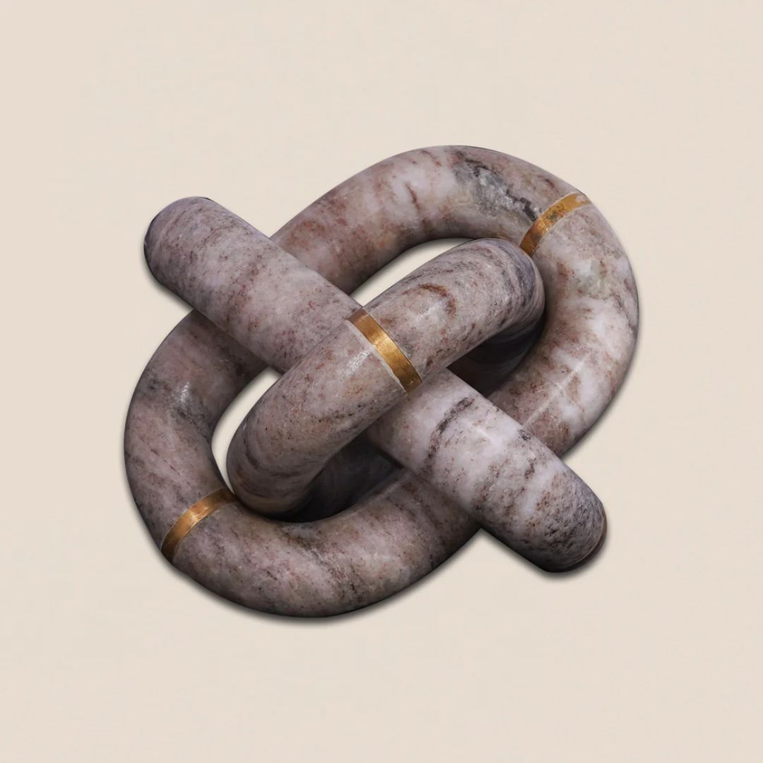 Beige Marble Knot with Brass Inlay