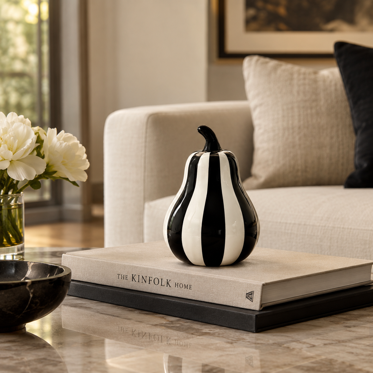 Noir & Ivory Pear Accent - Small