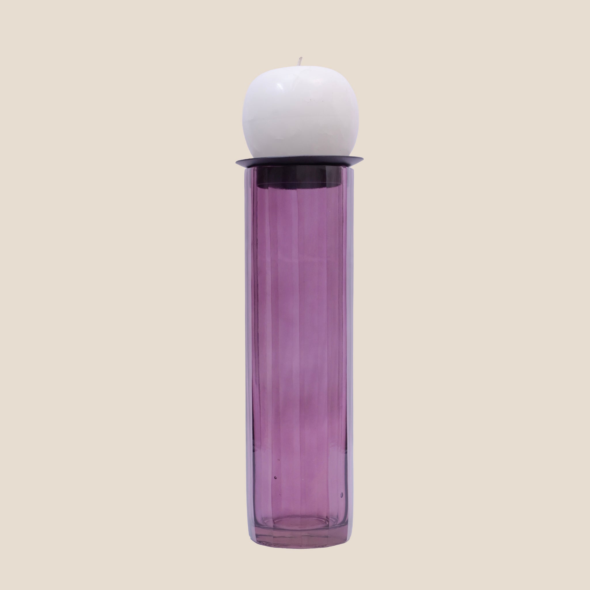 Fluted Prism candle Stand Pair - Plum