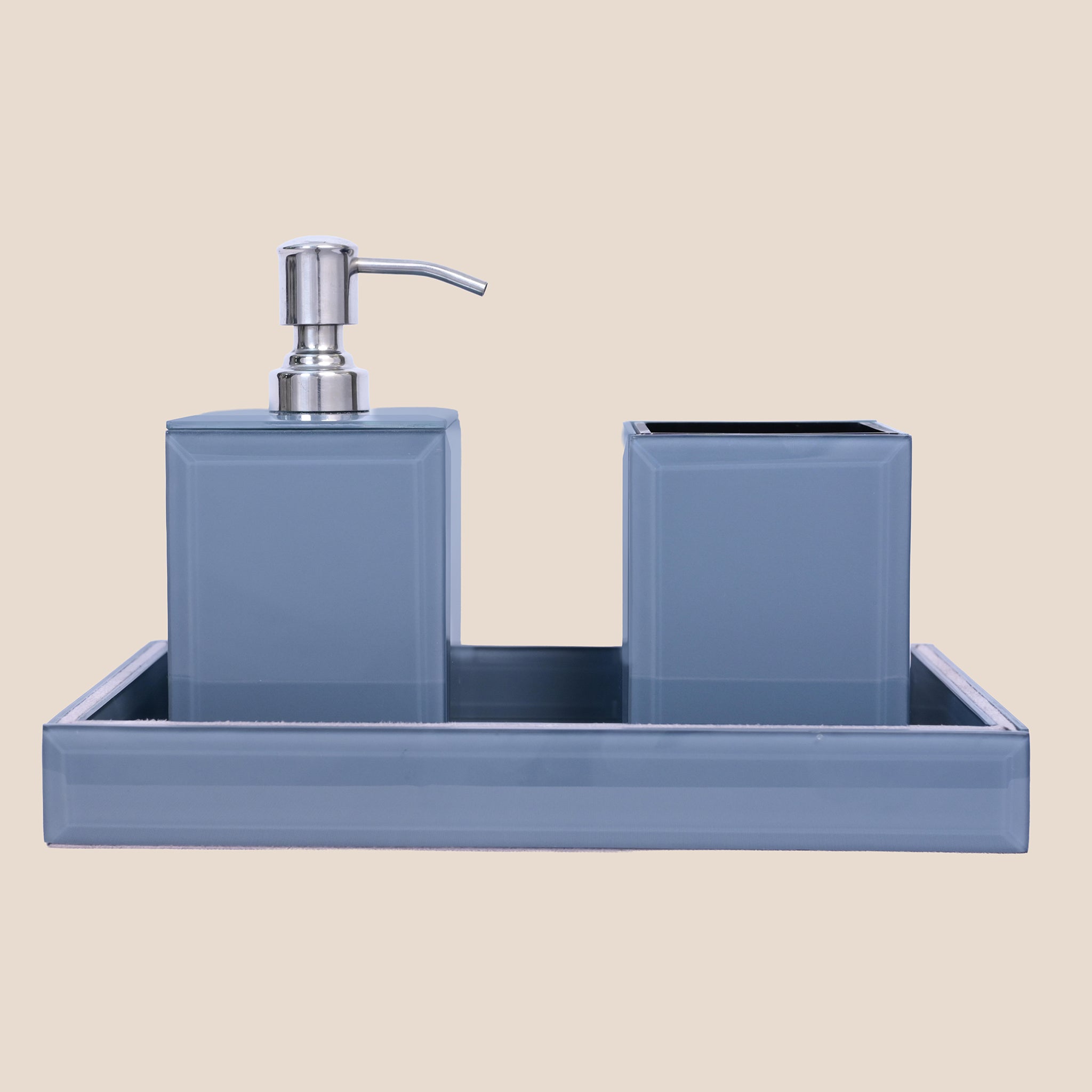 Grey Glass Tumbler & Dispenser
