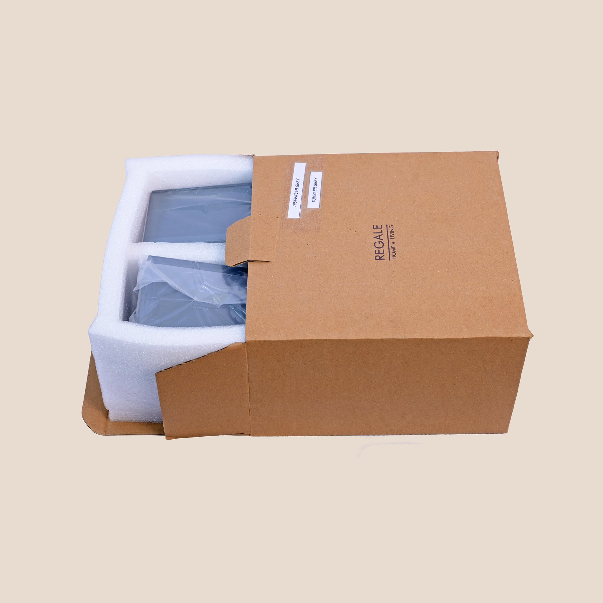 Grey Glass Tumbler & Dispenser
