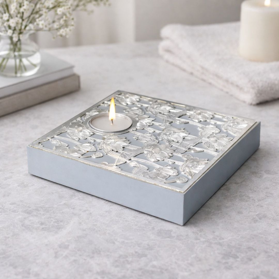 Lotus Bloom Tealight Holder - Grey