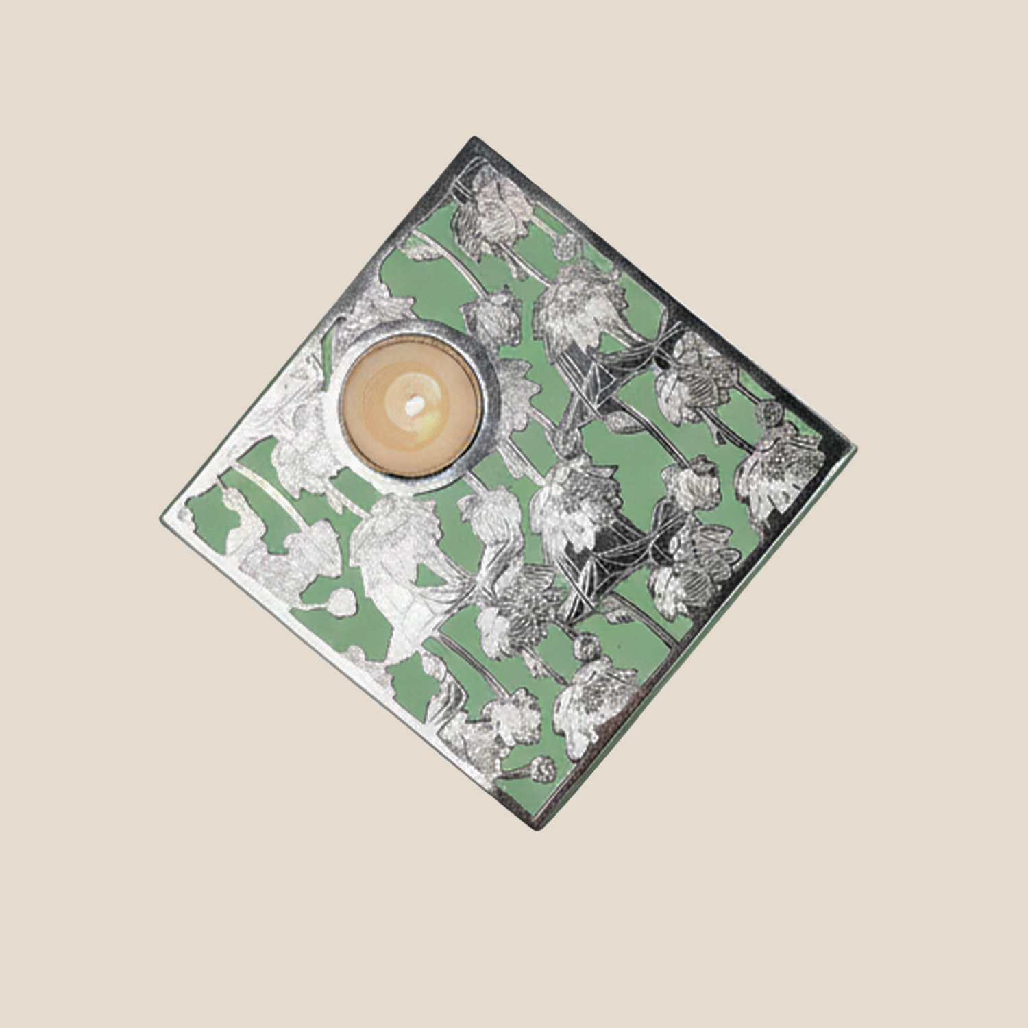 Lotus Bloom Tealight Holder - Green