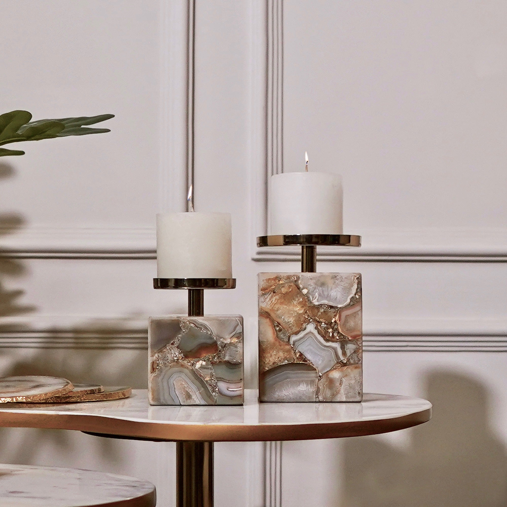 Amber Agate Candle Stand