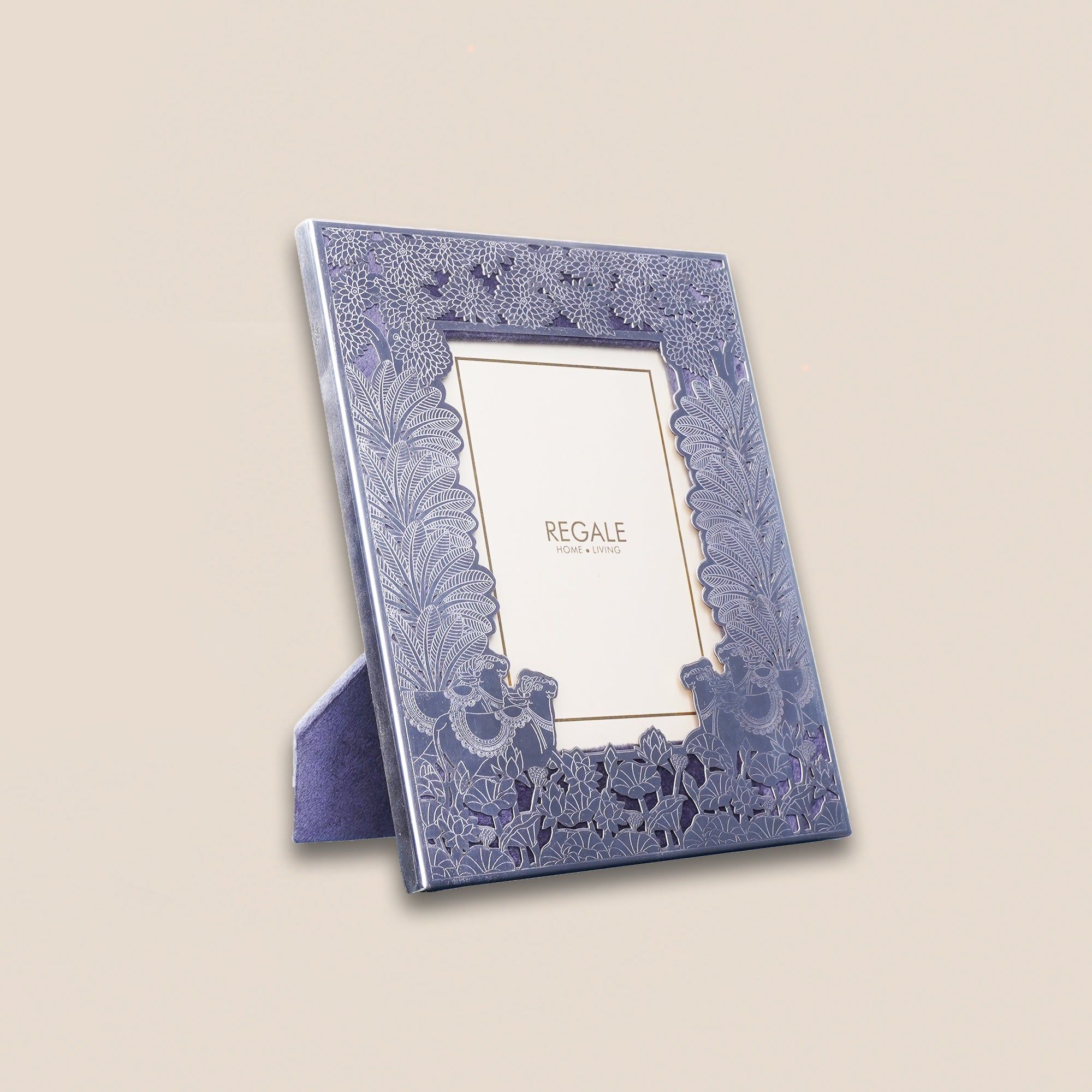 Silver-Plated Nandi Bull Brass Frame - Grey