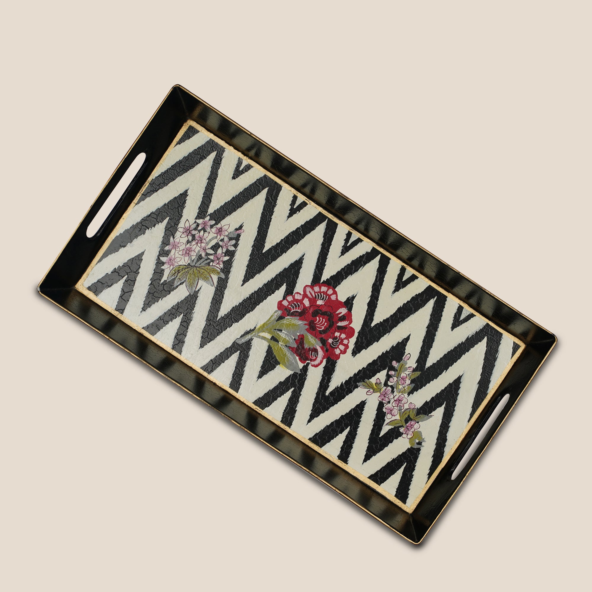 Chevron Bloom Serving Tray - Small