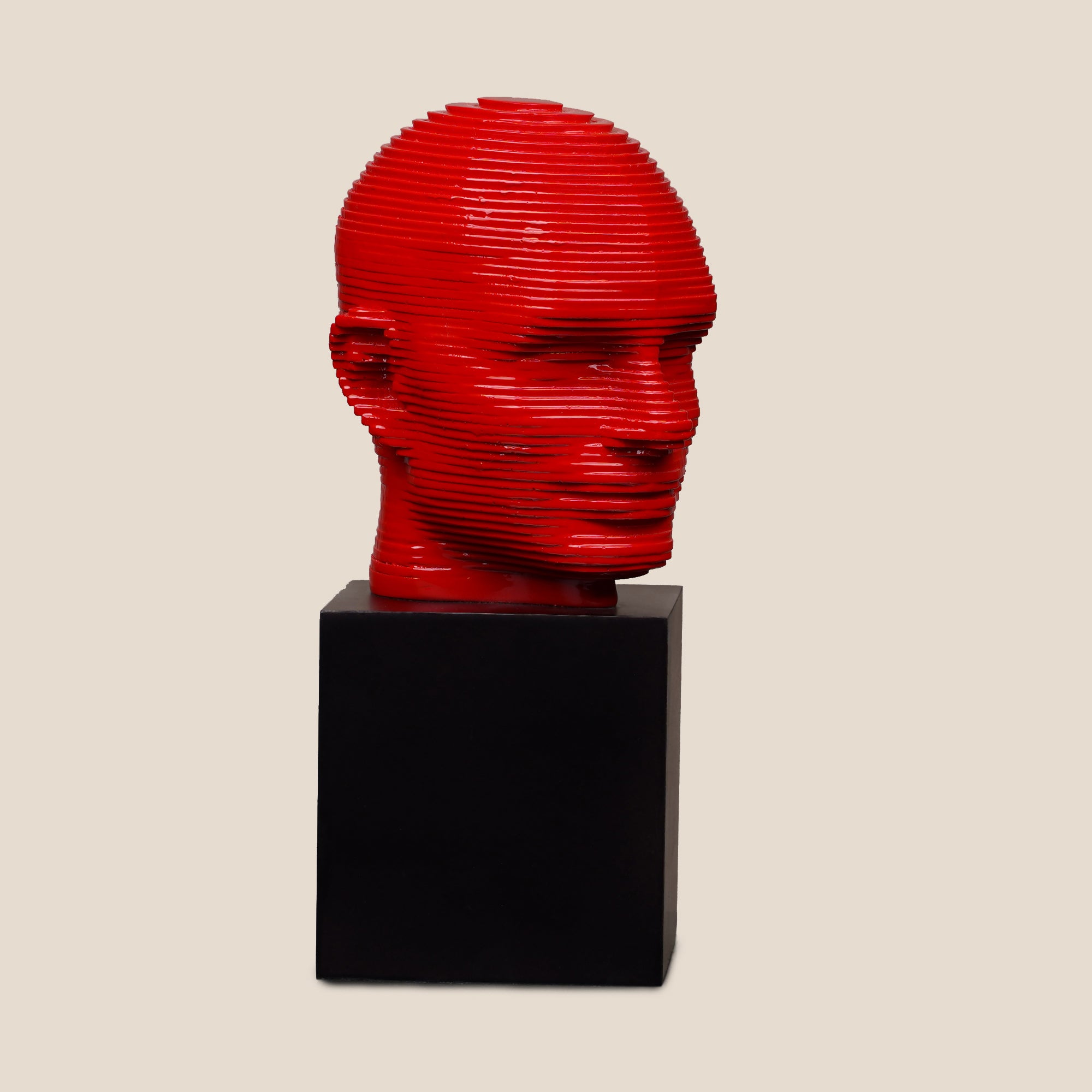 Vibrant Visage Pop Sculpture - Red