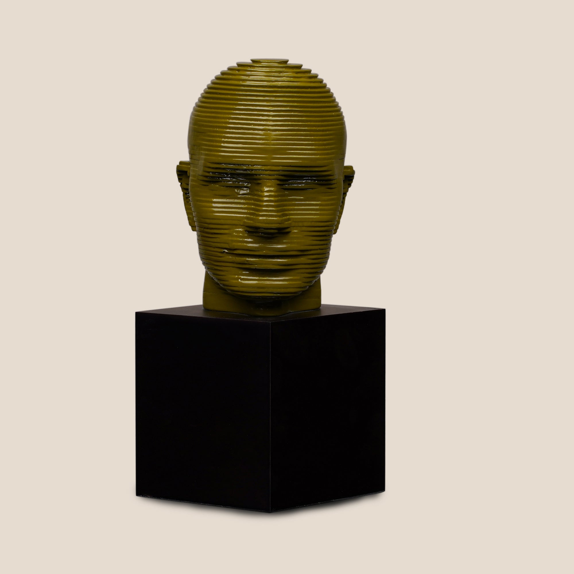 Vibrant Visage Pop Sculpture - Olive