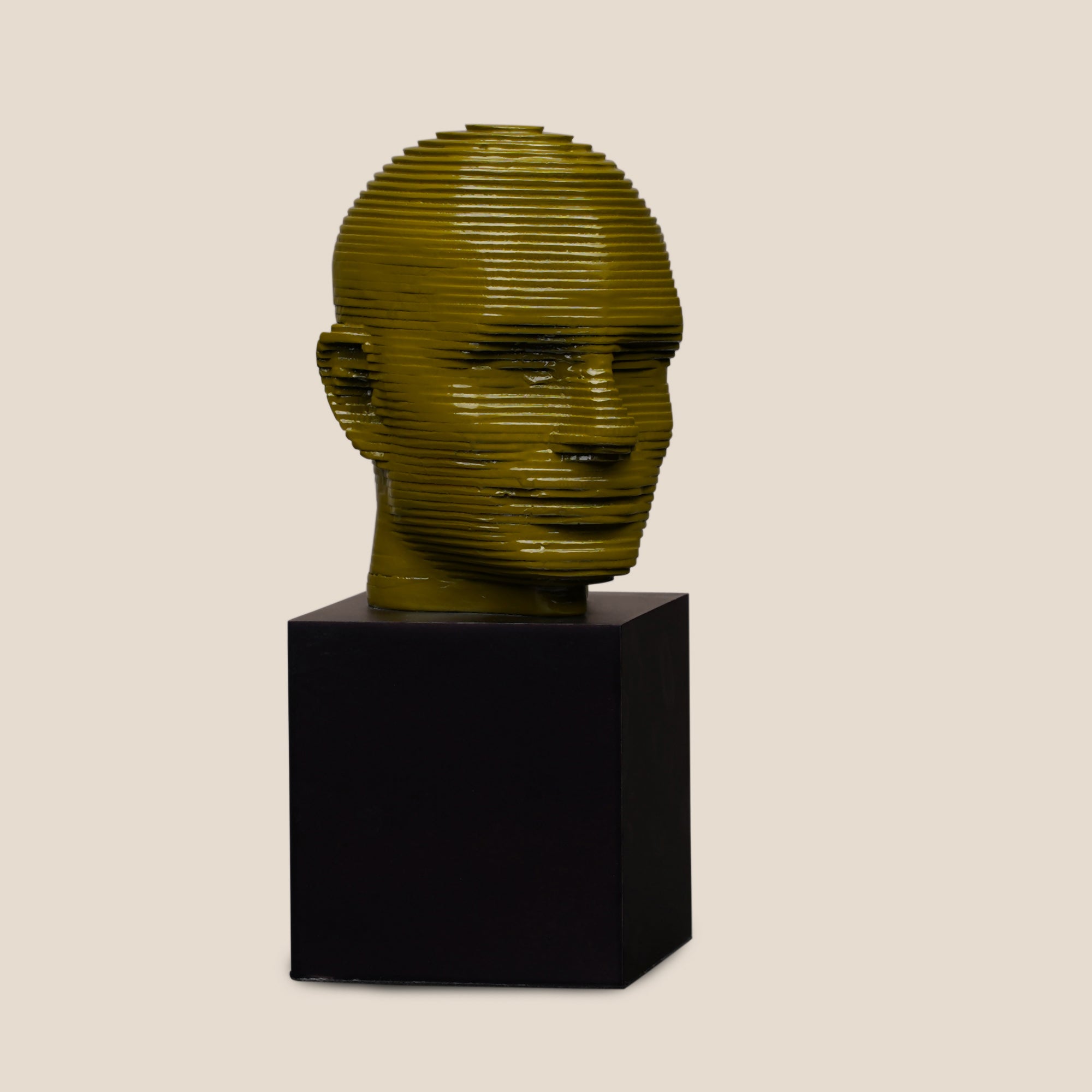 Vibrant Visage Pop Sculpture - Olive