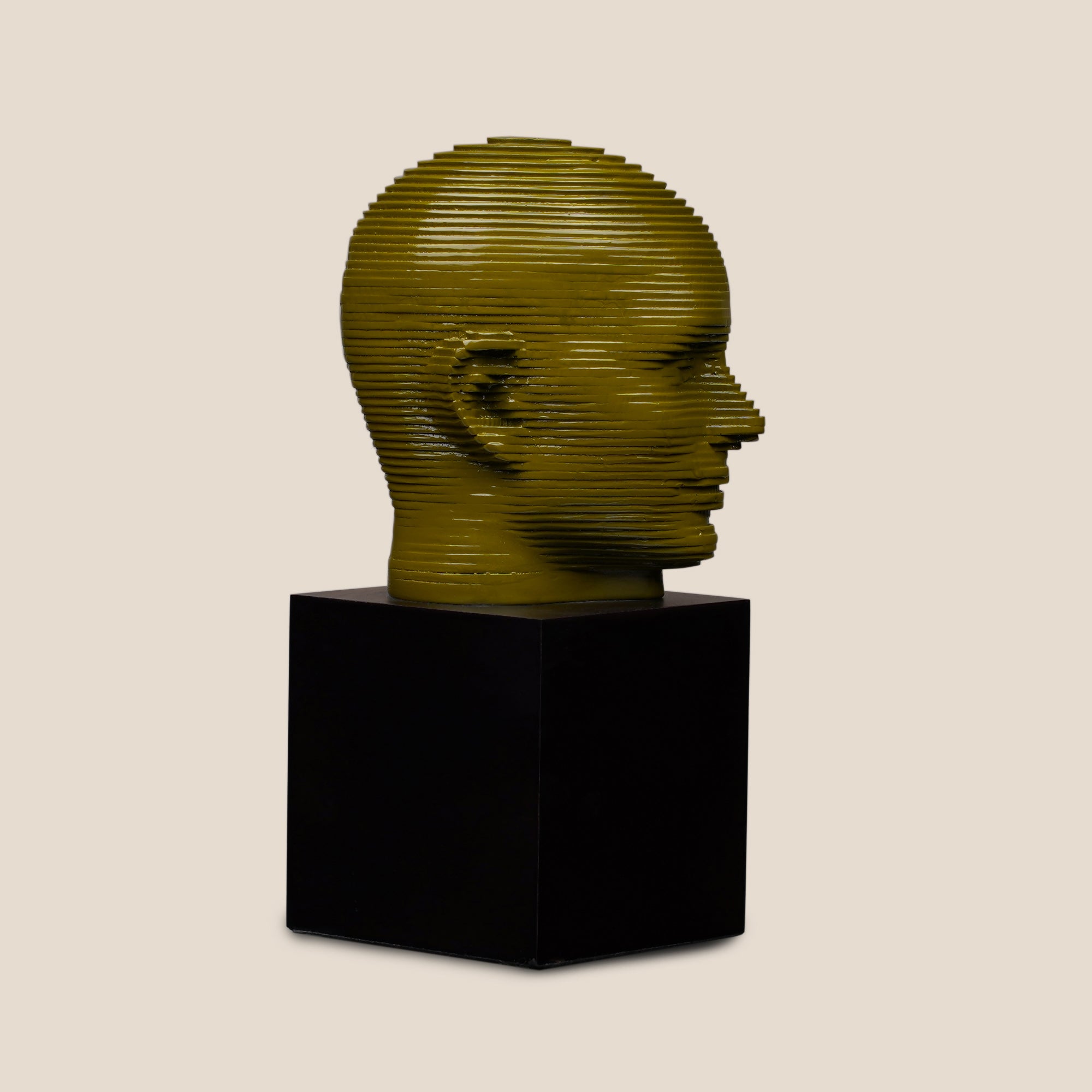 Vibrant Visage Pop Sculpture - Olive