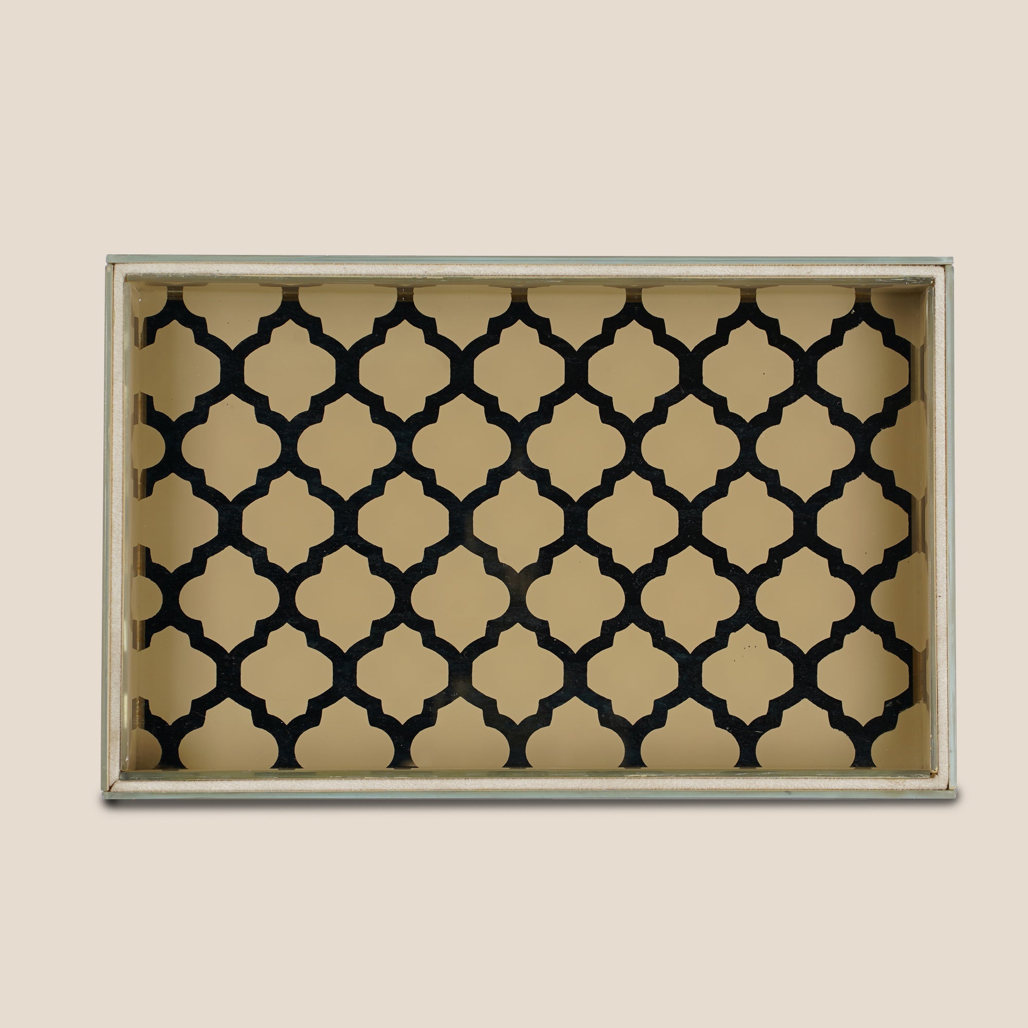 Moroccan Jaali Glass Tray - Beige