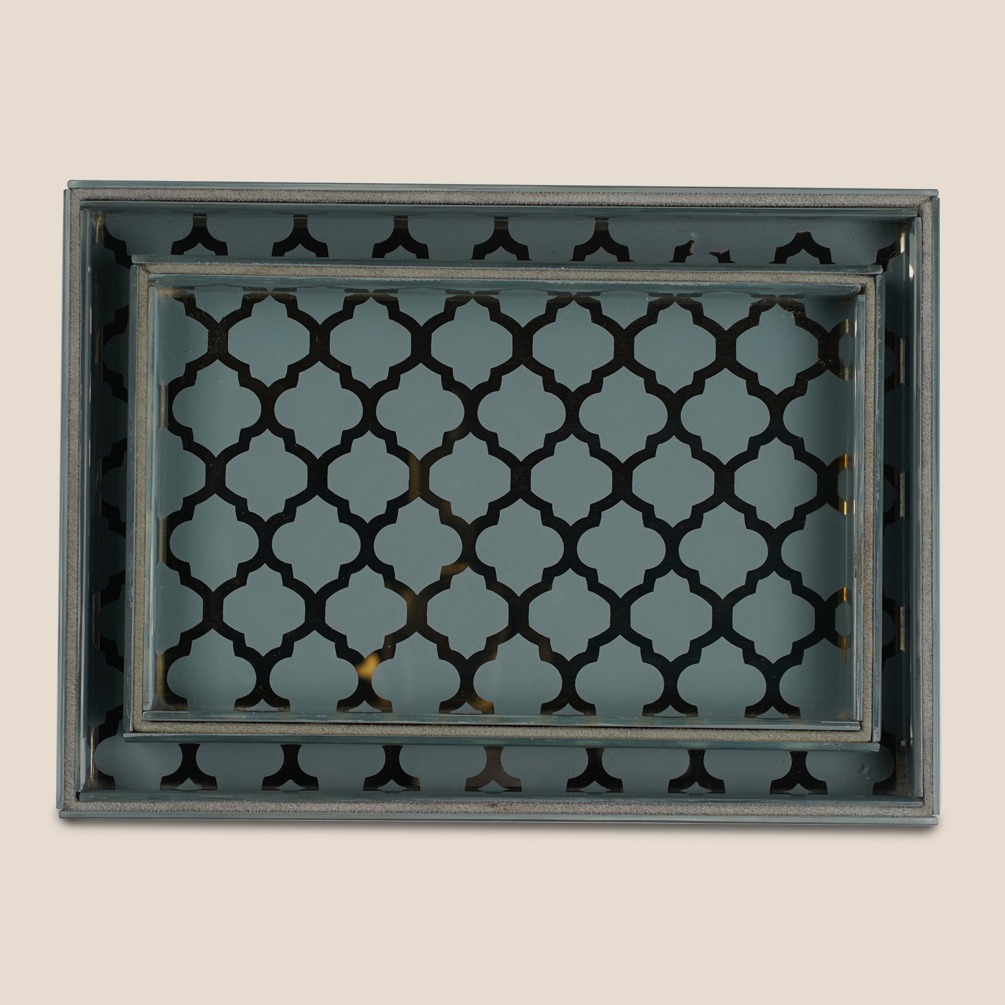 Moroccan Jaali Glass Tray Small - Grey