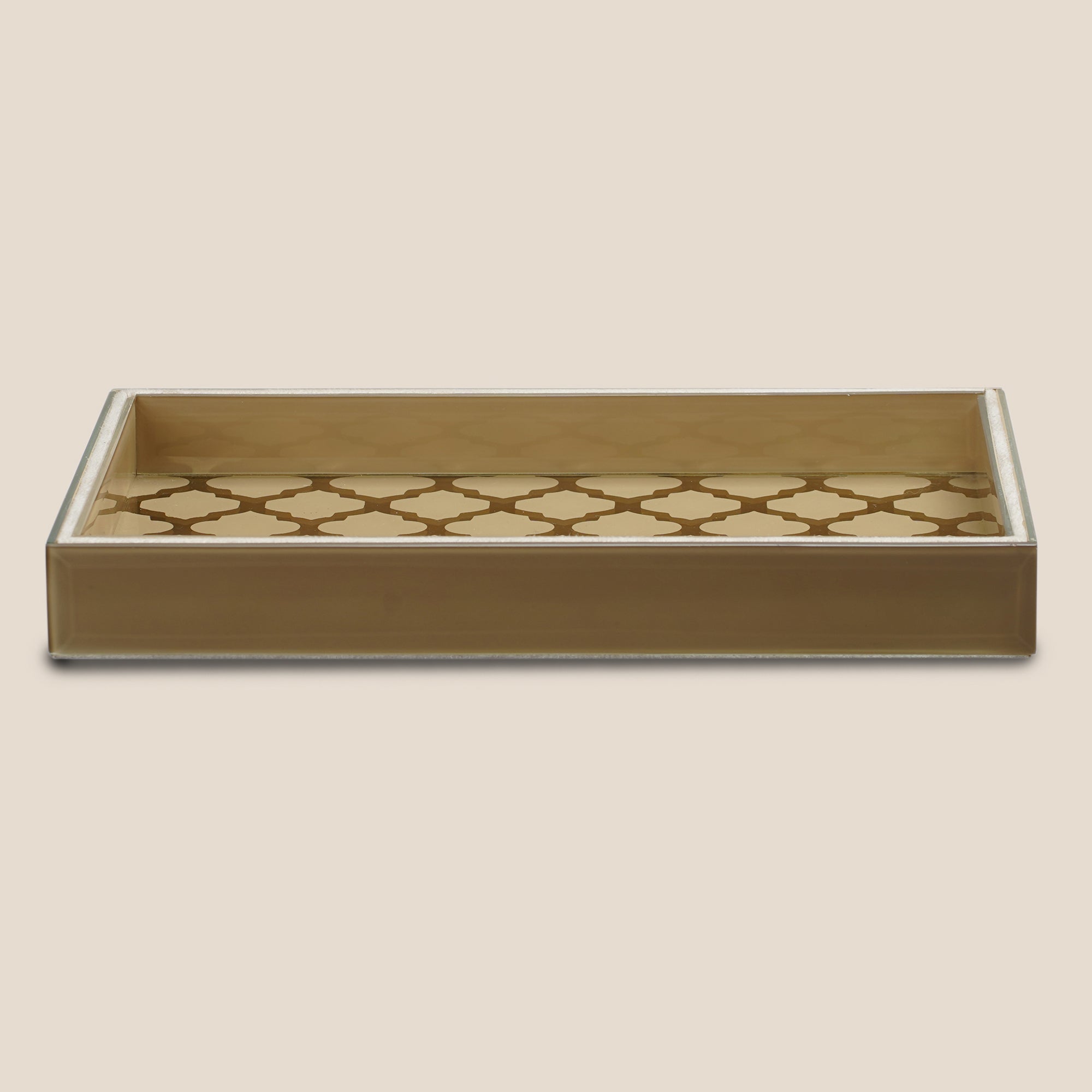 Moroccan Jaali Glass Tray - Beige