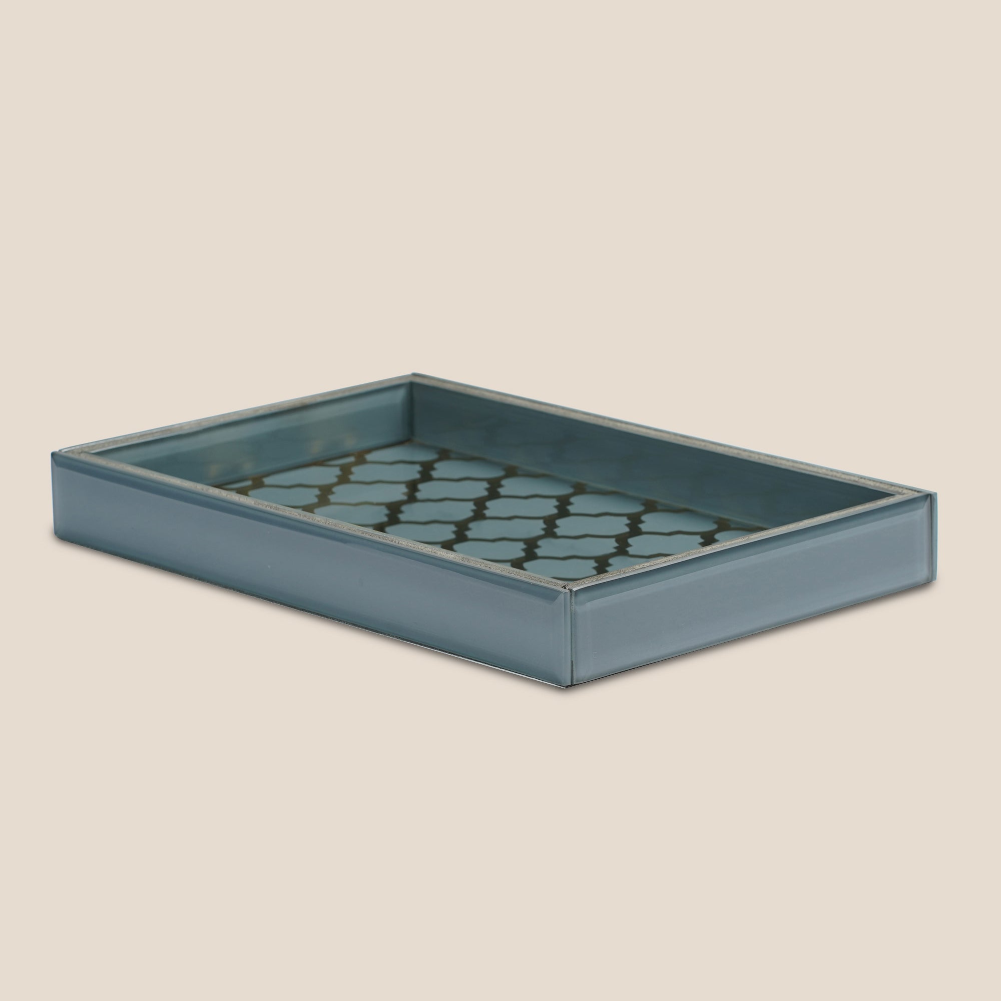 Moroccan Jaali Glass Tray Small - Grey