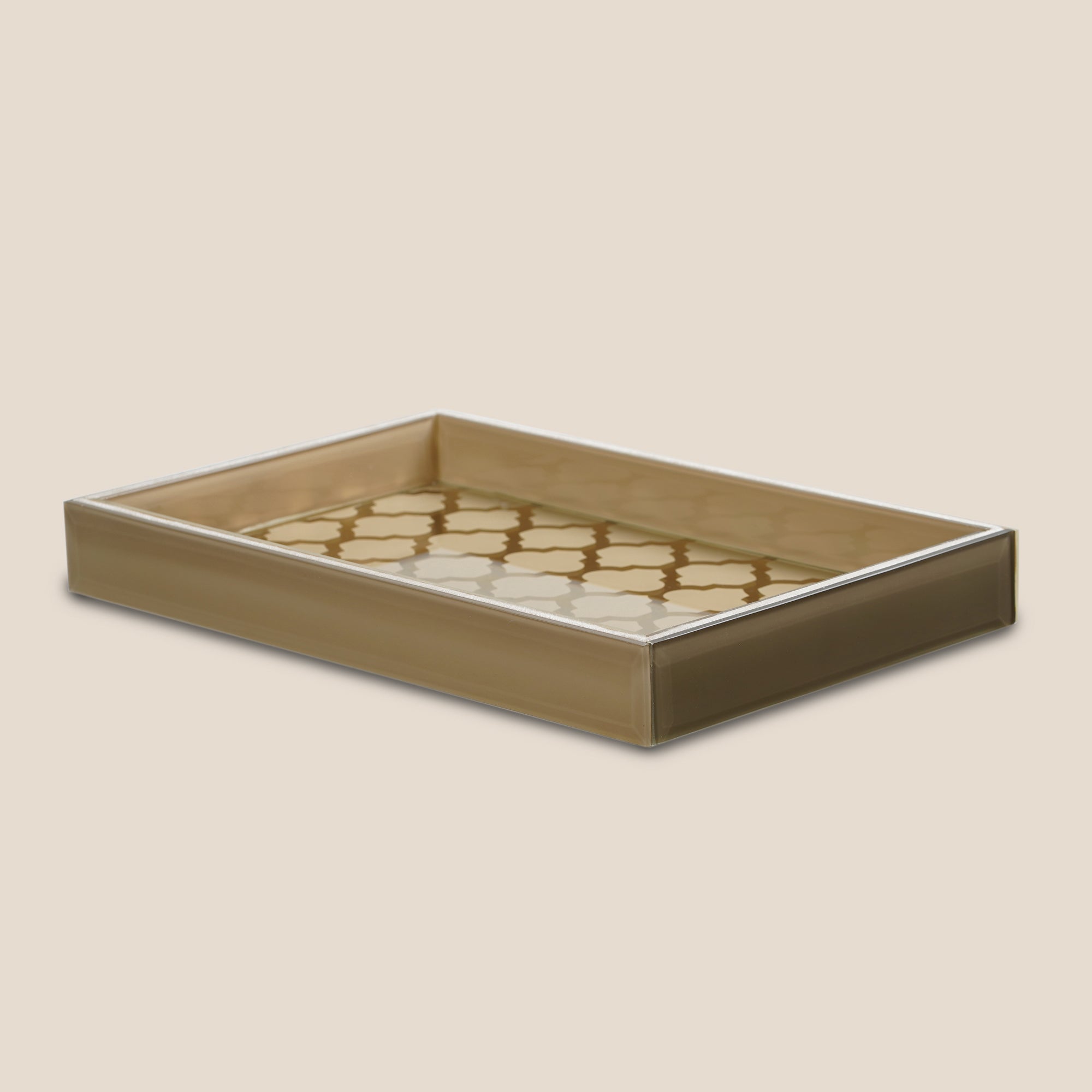 Moroccan Jaali Glass Tray - Beige