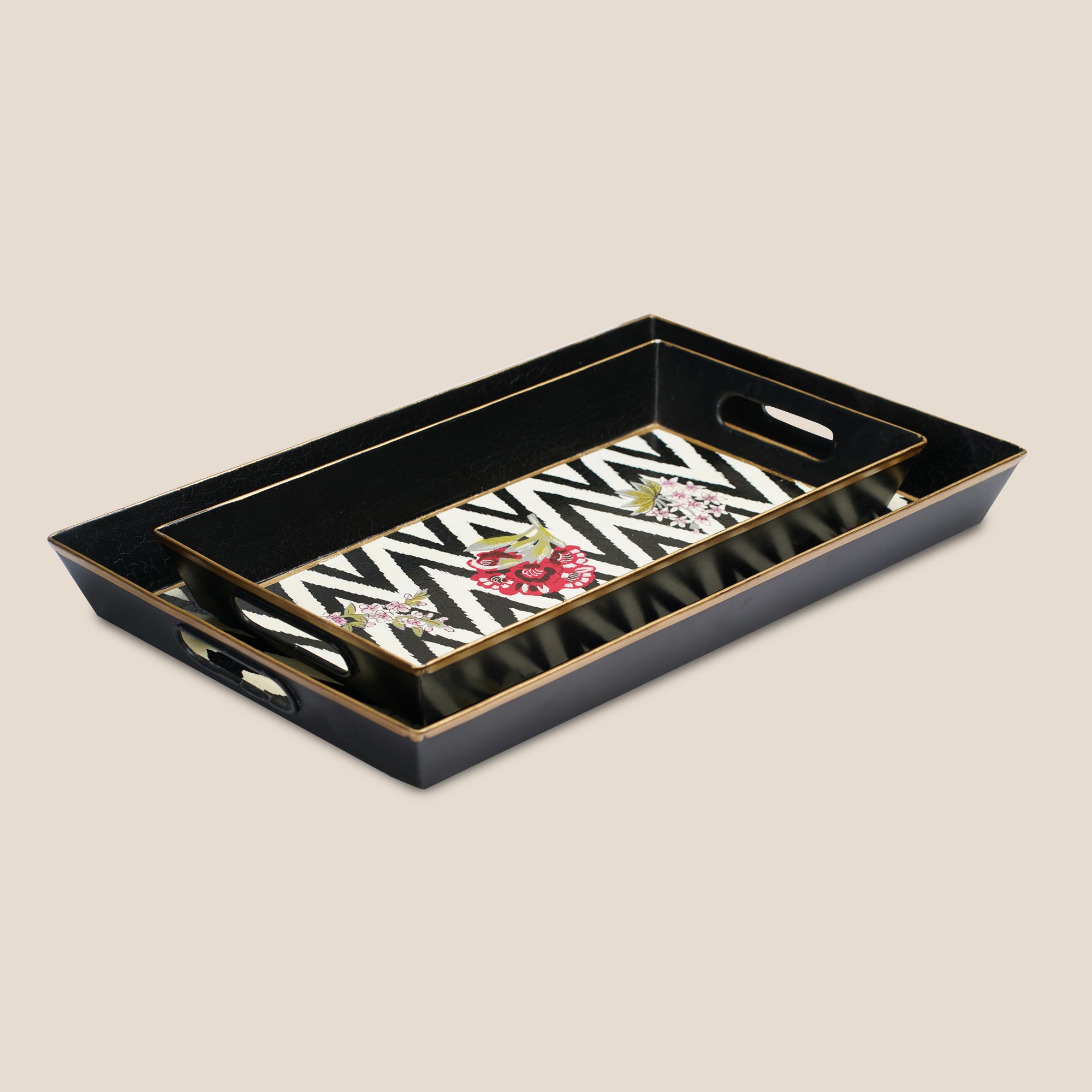 Chevron Bloom Serving Tray - Small