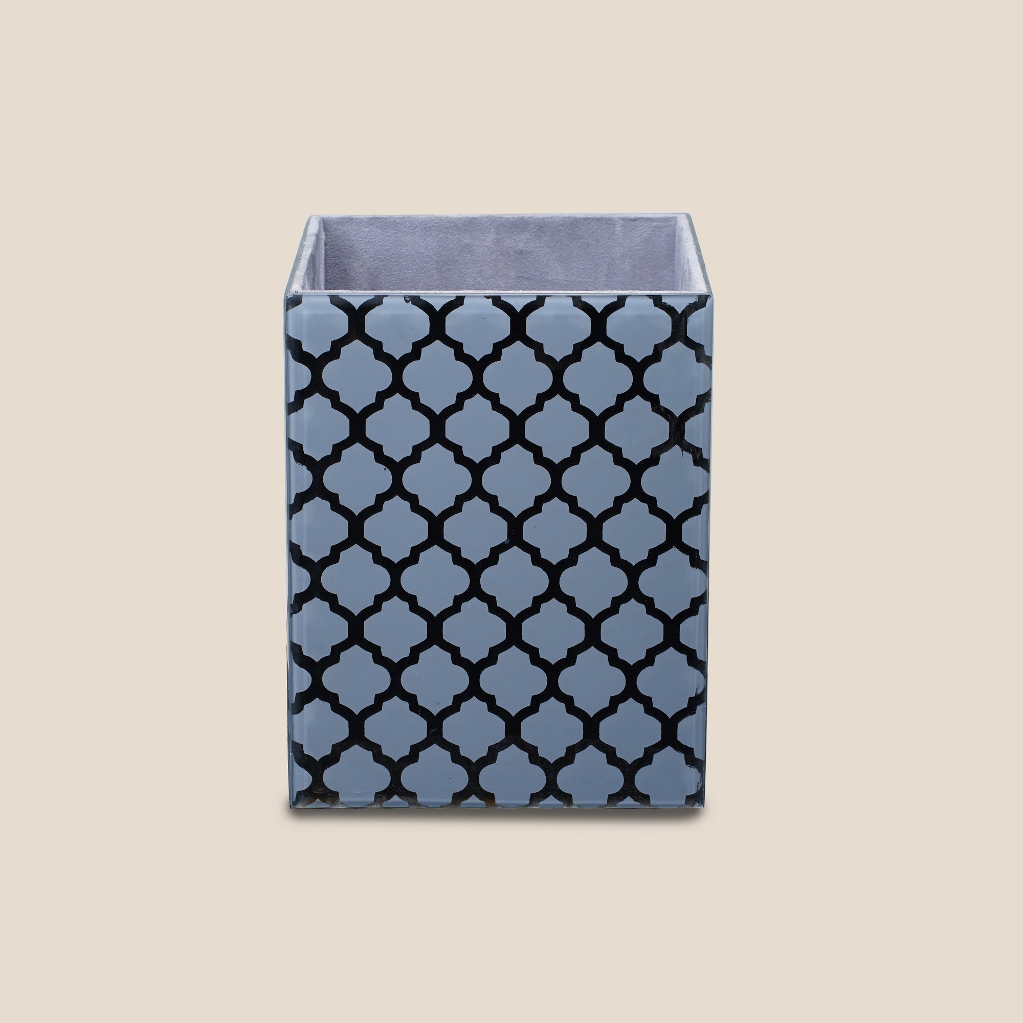 Moroccan Jaali Glass Waste bin - Grey