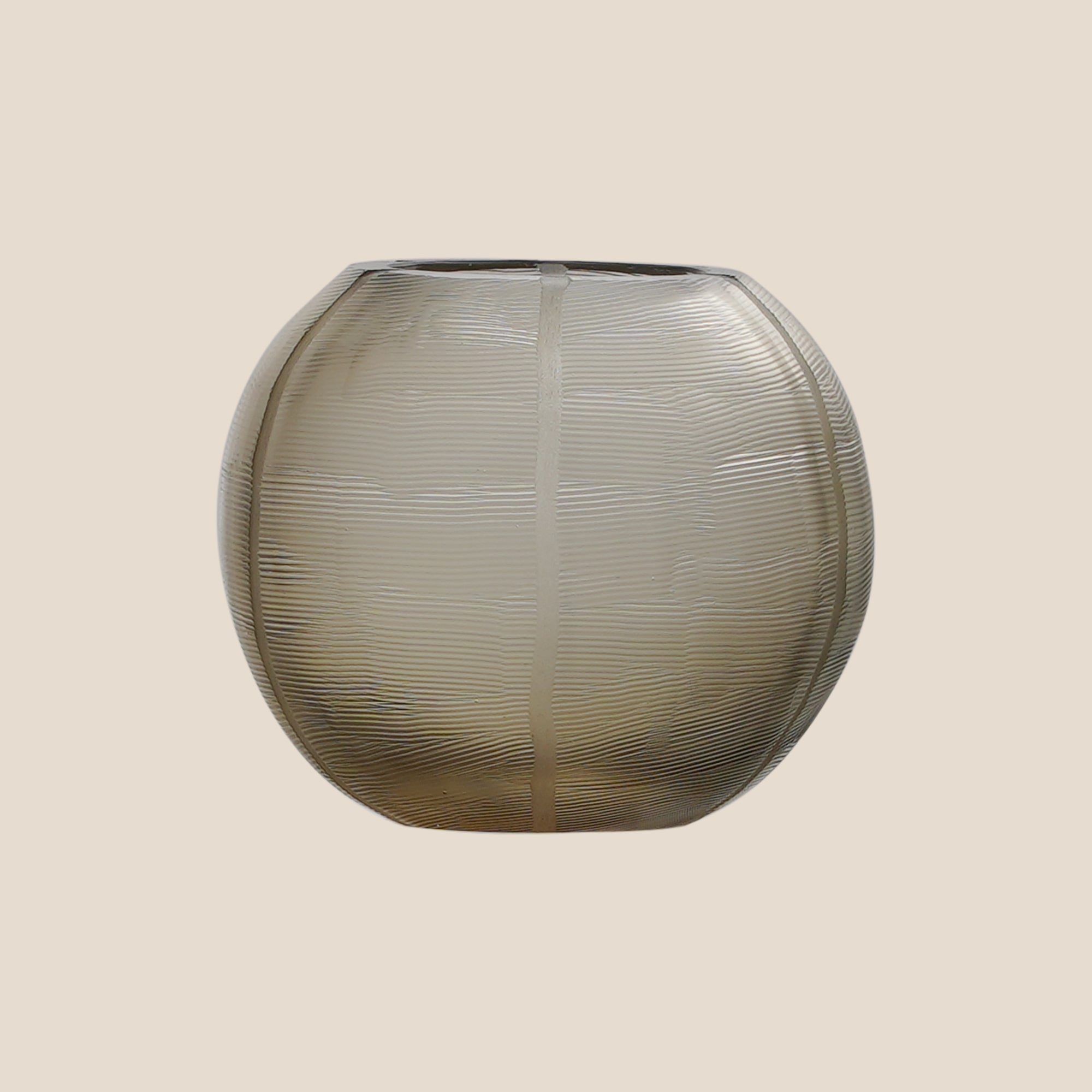Smoky Amber Ribbed Glass Votive (Set of 2)