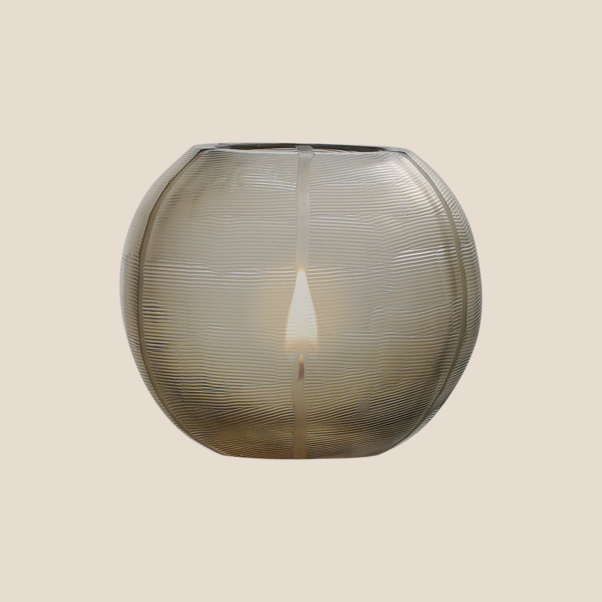 Smoky Amber Ribbed Glass Votive (Set of 2)