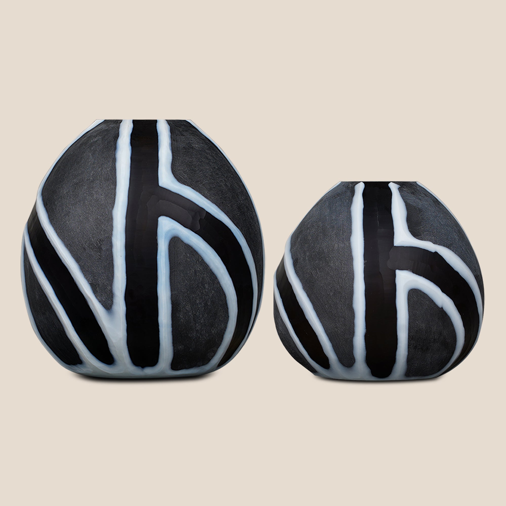 Hand-Cut Black & White Glass Vase - Small