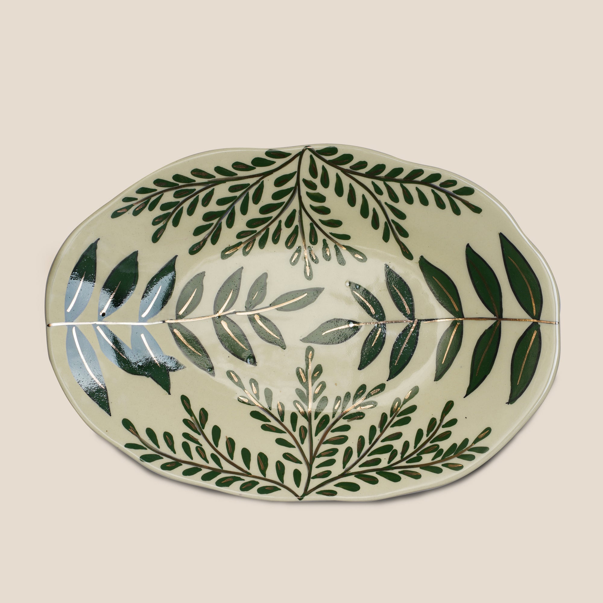 The Forest Collection 24K Gold-Plated Ceramic Platter